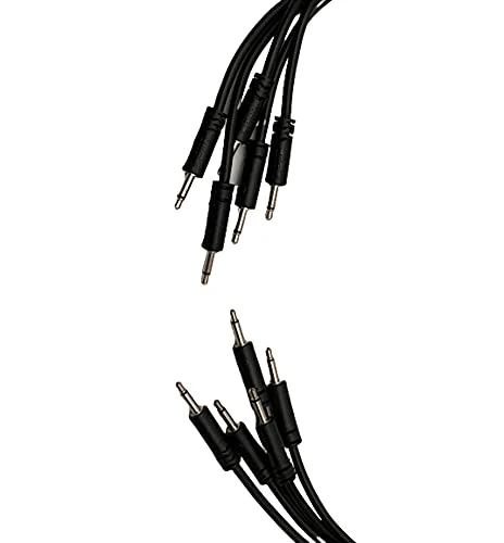 Luigis Modular Supply Spaghetti Eurorack Patch Cables - Package of 5 Black Cables, 12 (30 cm)