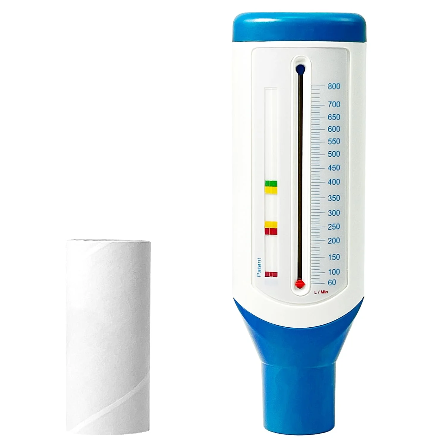 Lung Trainer and Performance Monitor for the Lungs, Domestic Lung Health Monitor, Portable Peak Flow Meter, Precise Measurements, Small Peak Flow Meter blue-white