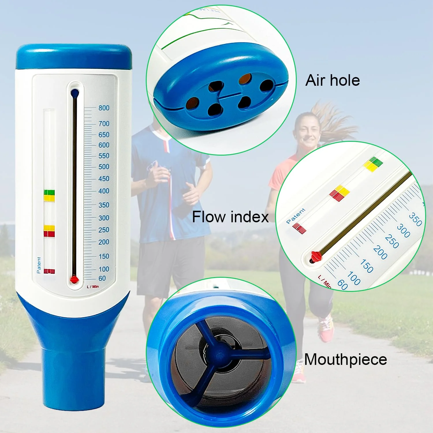 Lung Trainer and Performance Monitor for the Lungs, Domestic Lung Health Monitor, Portable Peak Flow Meter, Precise Measurements, Small Peak Flow Meter blue-white - Image 6