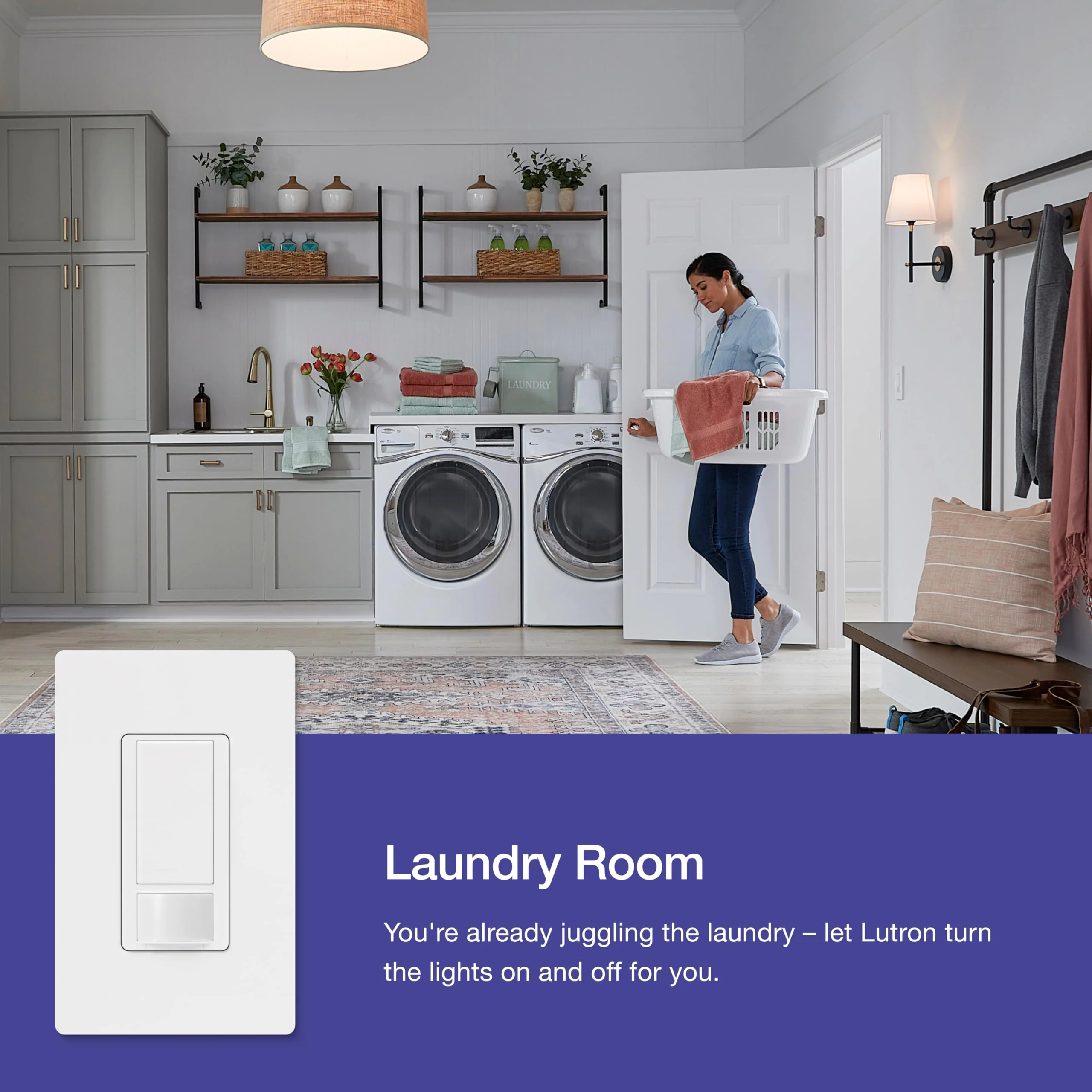 Lutron Maestro Motion Sensor Light Switch Indoor for Bathroom, Garage, Laundry Room, Any Bulbs, Occupancy Vacancy Sensor, Single-Pole, MS-OPS2H-2-WH, White (2 Pack) 2 Pack 2-Amp Single Pole Switch - Image 2