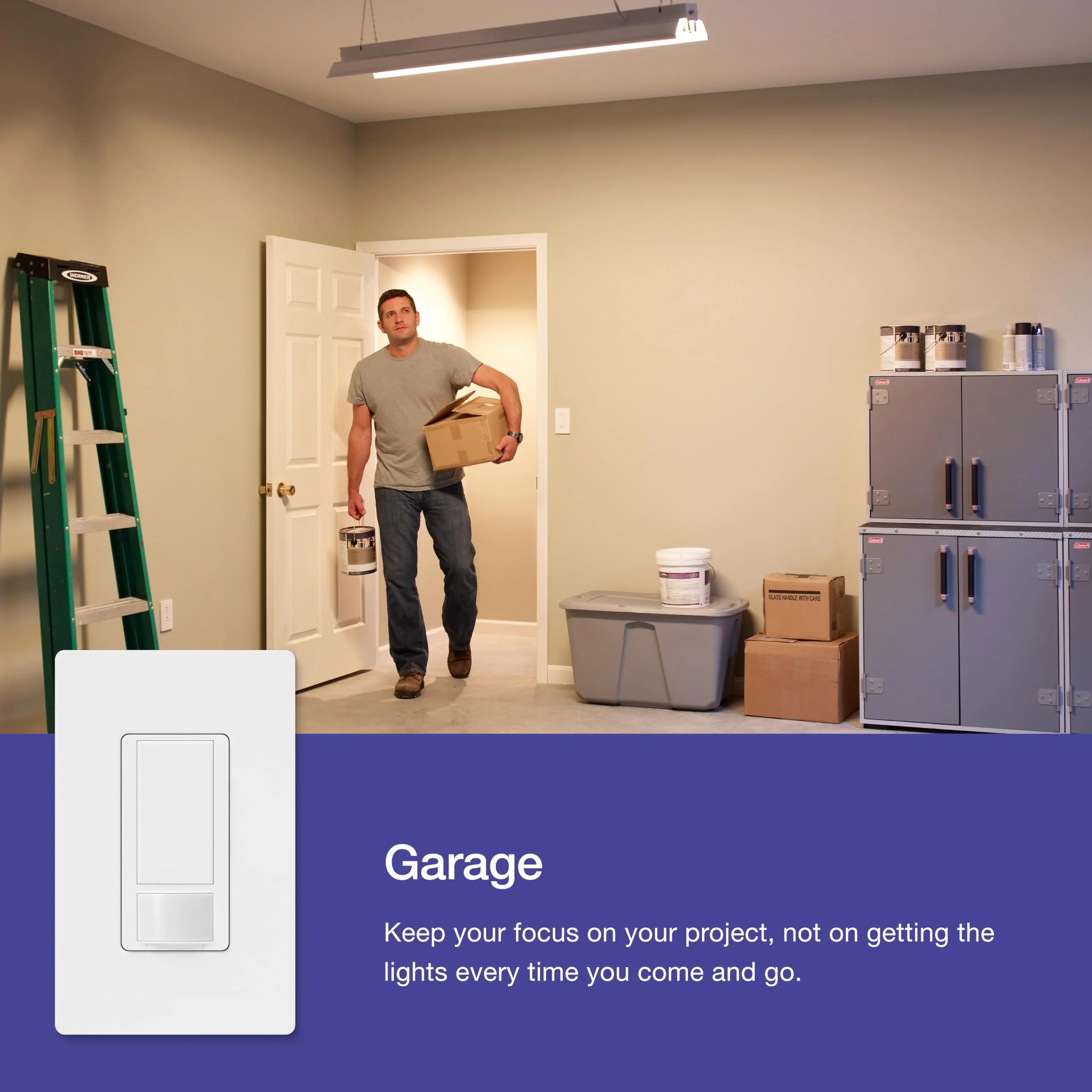 Lutron Maestro Motion Sensor Light Switch Indoor for Bathroom, Garage, Laundry Room, Any Bulbs, Occupancy Vacancy Sensor, Single-Pole, MS-OPS2H-2-WH, White (2 Pack) 2 Pack 2-Amp Single Pole Switch - Image 4