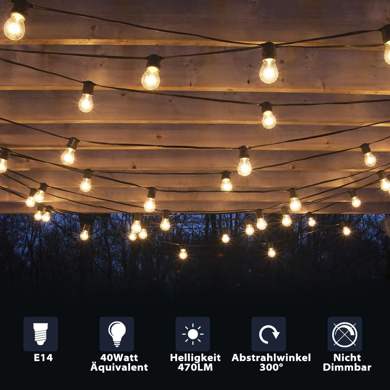 LVWIT E14 LED Lampe P45 Tropfenform, 4W (ersetzt 40W), 2700K WarmweiĆ Fadenlampe ultrahell 470 lm, Mini Globe, Rustikalampe Filament LED klar, 6er Pack 6 - Image 2