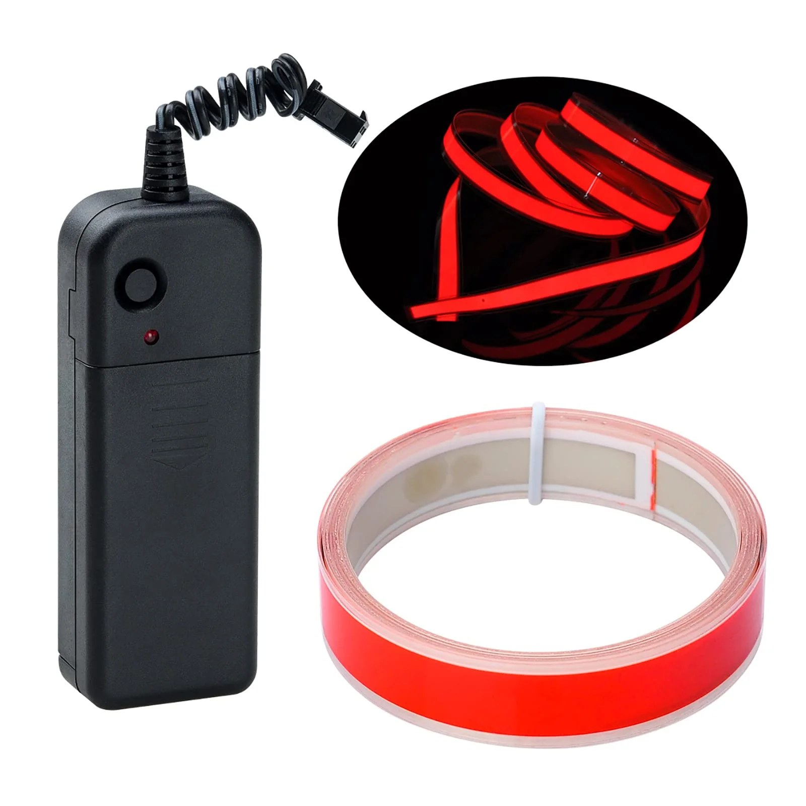 lychee®3 Ft 1M 1M Neon Glowing Strobing Electroluminescent Robbin El Tape Belt EL Wire Rope with Battery Pack for Cosplay Decoration Bruning Festival (3Ft, Red) 3Ft