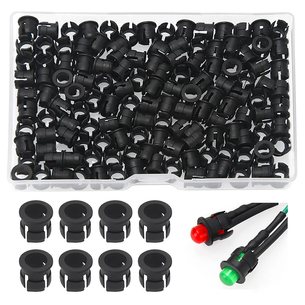Lyeteung 150 pieces 5 mm plastic black LED diode holder, LED lamp holder, clip bezel mounting diode holder, LED socket, LED mounting clip 5mm Kunststoff - C
