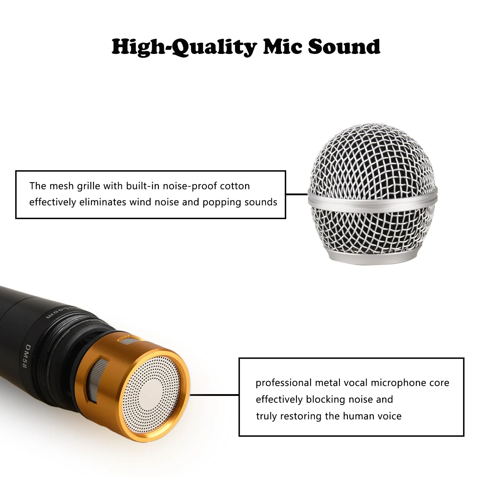 LyricLoom Professional Wired Microphone XLR Set, Metal Vocal Dynamic Microphone with 16.4 XLR Male to Female Cable, Mic with Switch Set. DM58 Corded Mic for Karaoke, Speaker, Singing - Image 3