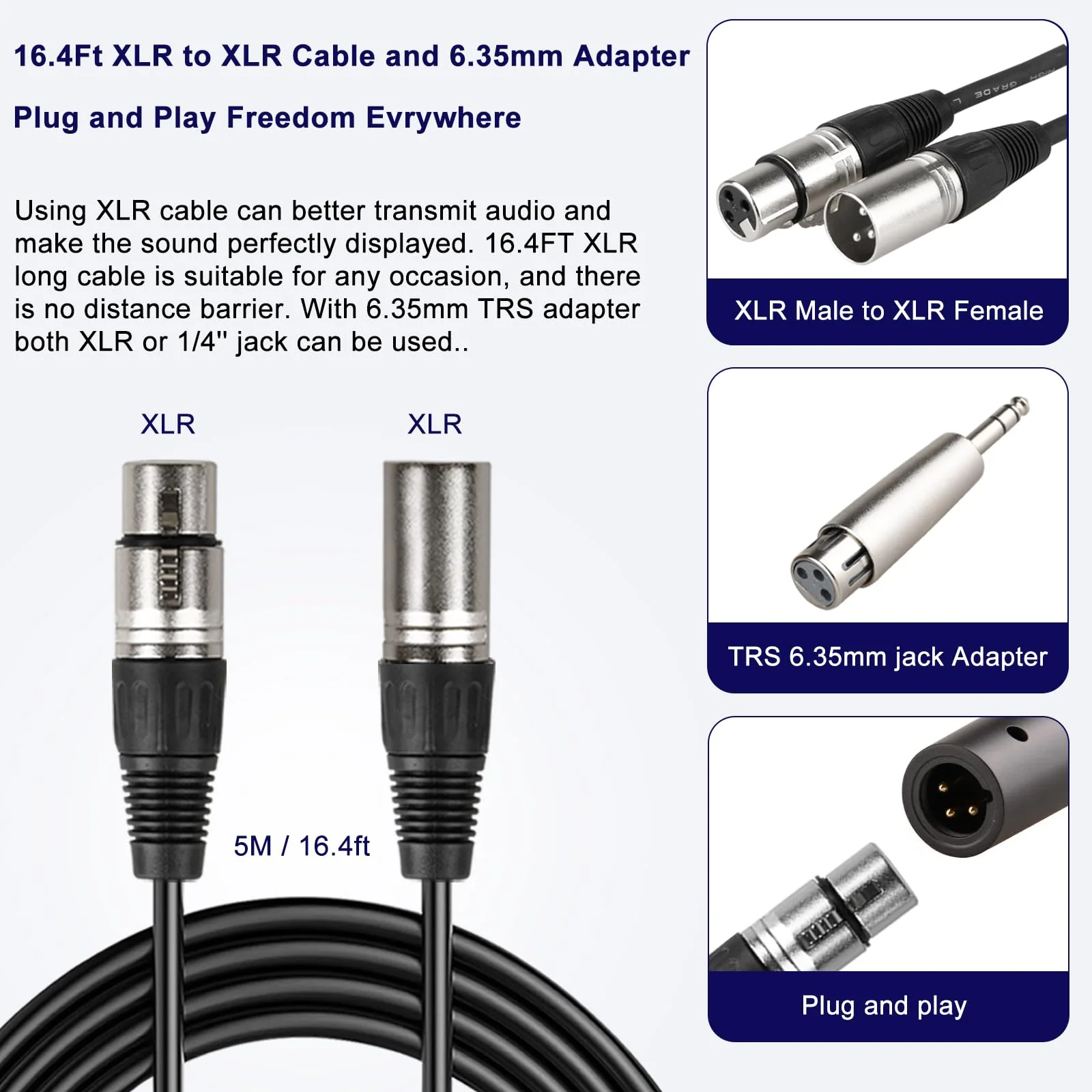 LyricLoom Professional Wired Microphone XLR Set, Metal Vocal Dynamic Microphone with 16.4 XLR Male to Female Cable, Mic with Switch Set. DM58 Corded Mic for Karaoke, Speaker, Singing - Image 4