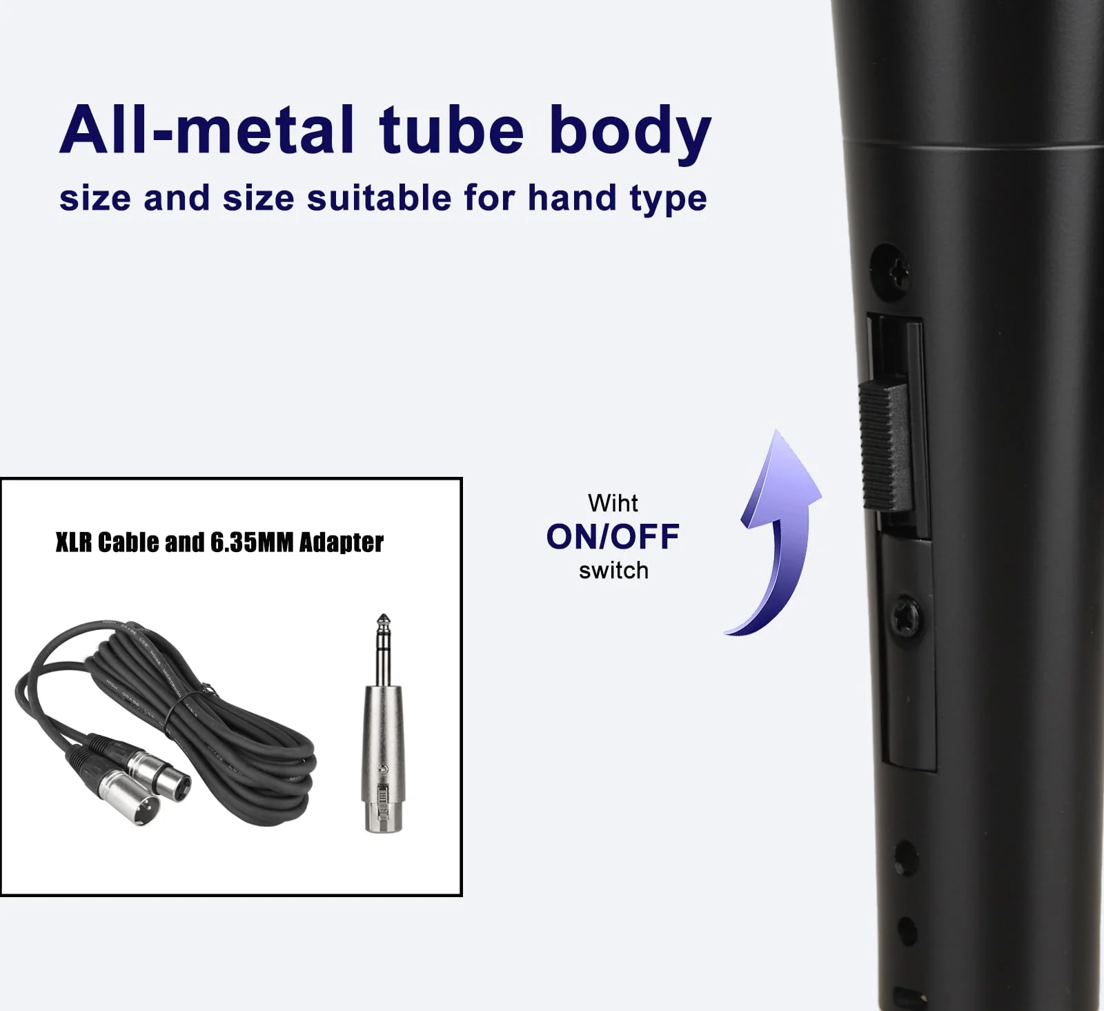 LyricLoom Professional Wired Microphone XLR Set, Metal Vocal Dynamic Microphone with 16.4 XLR Male to Female Cable, Mic with Switch Set. DM58 Corded Mic for Karaoke, Speaker, Singing - Image 5