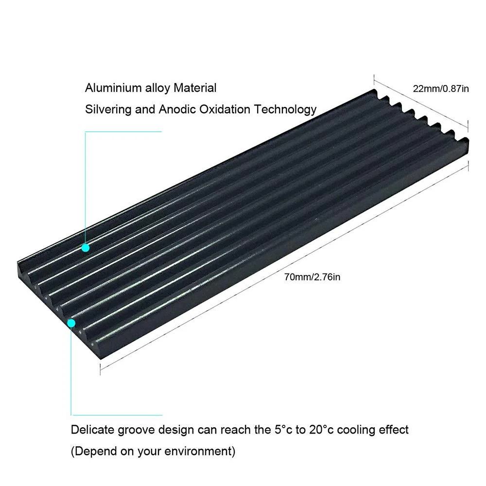 M.2 SSD Heatsink Heat Sink with Heat Conductive Adhesive Film Anti Thermal Bleed Heatsink Heatsink CPU IC Chip Circuit Board for LED Amplifier Aluminum 70mmĂ—22mmĂ—3mm - Image 2