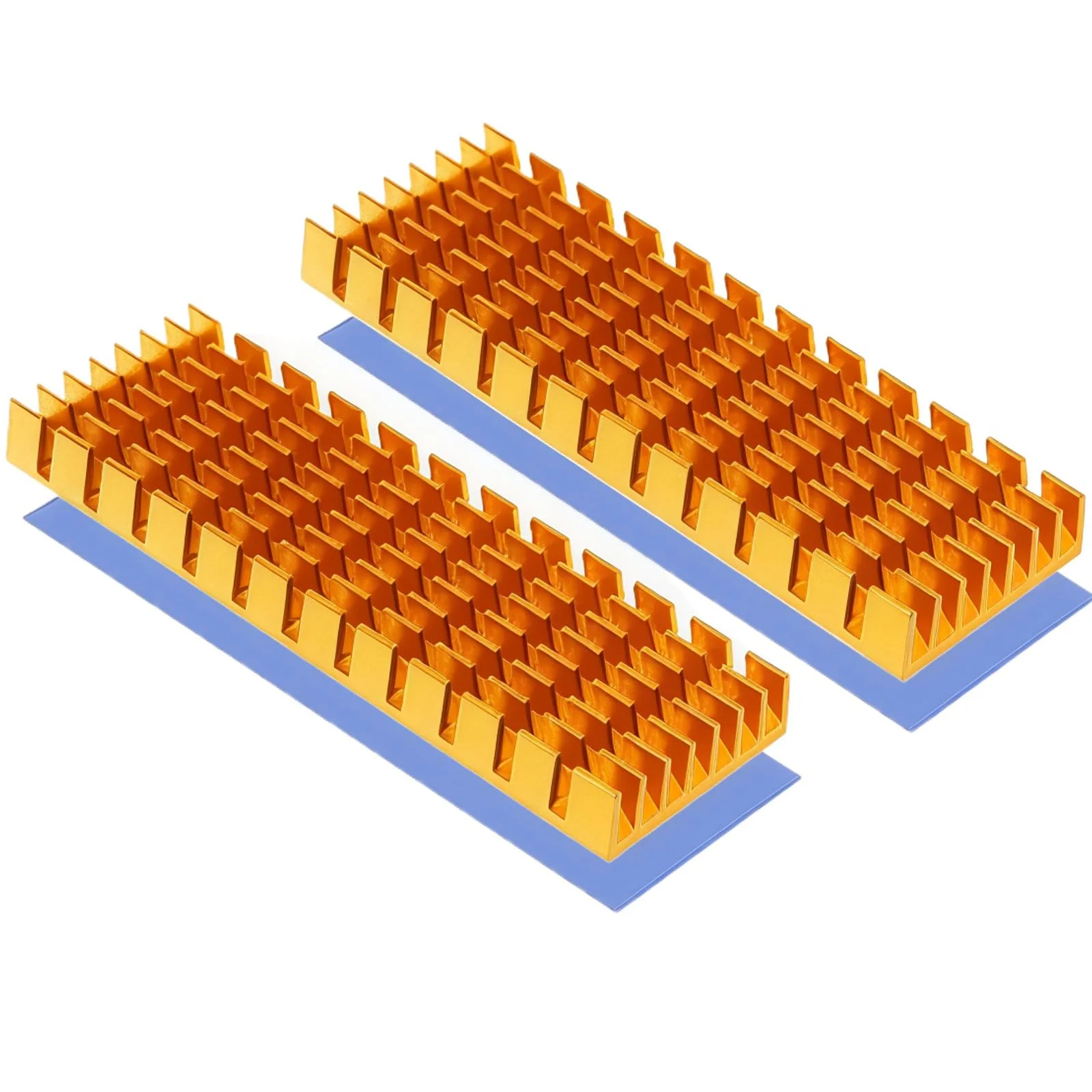 M.2 SSD Heatsink with Thermal Conductive Adhesive Film Anti Thermal Bleed Heatsink Heatsink CPU IC Chip Circuit Board for LED Amplifier Aluminum 70mm×22mm×6mm (2pcs, Gold)