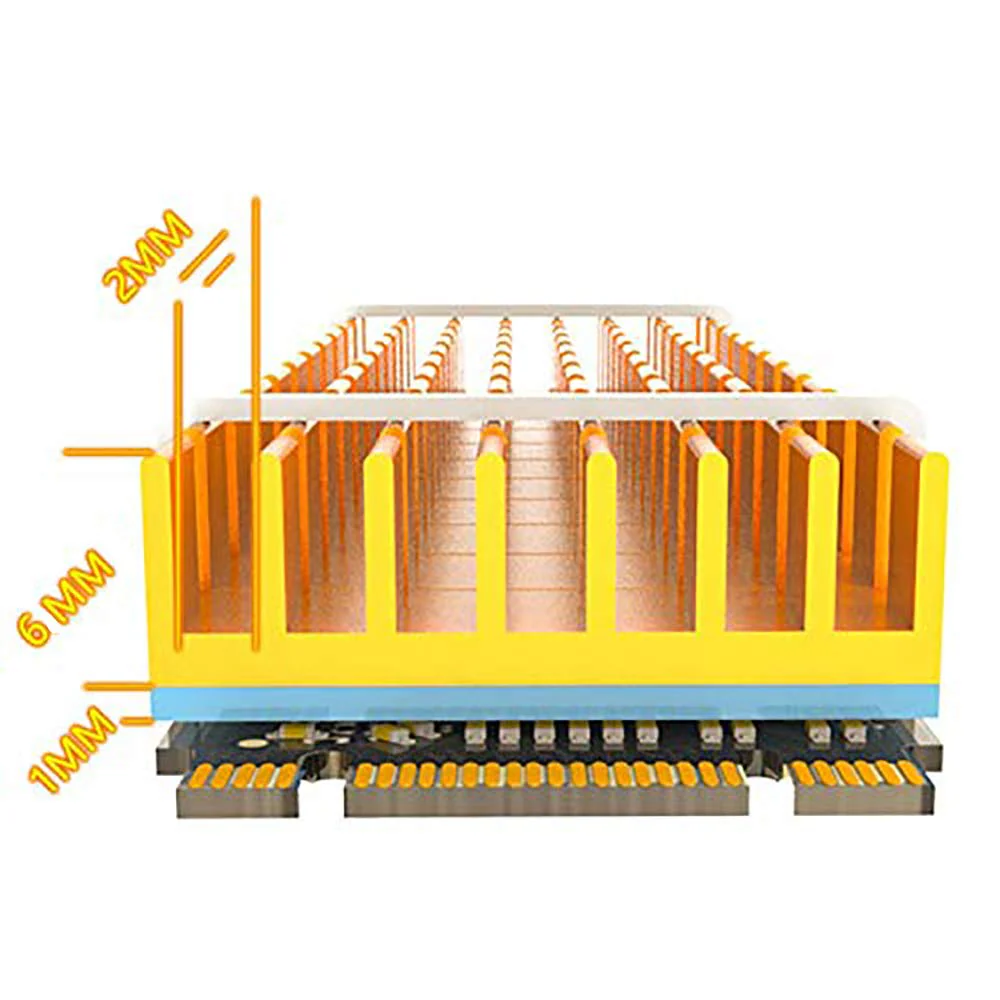 M.2 SSD Heatsink with Thermal Conductive Adhesive Film Anti Thermal Bleed Heatsink Heatsink CPU IC Chip Circuit Board for LED Amplifier Aluminum 70mm×22mm×6mm (2pcs, Gold) - Image 3