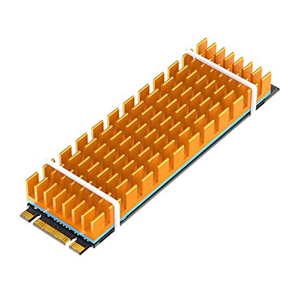 M.2 SSD Heatsink with Thermal Conductive Adhesive Film Anti Thermal Bleed Heatsink Heatsink CPU IC Chip Circuit Board for LED Amplifier Aluminum 70mm×22mm×6mm (2pcs, Gold) - Image 4