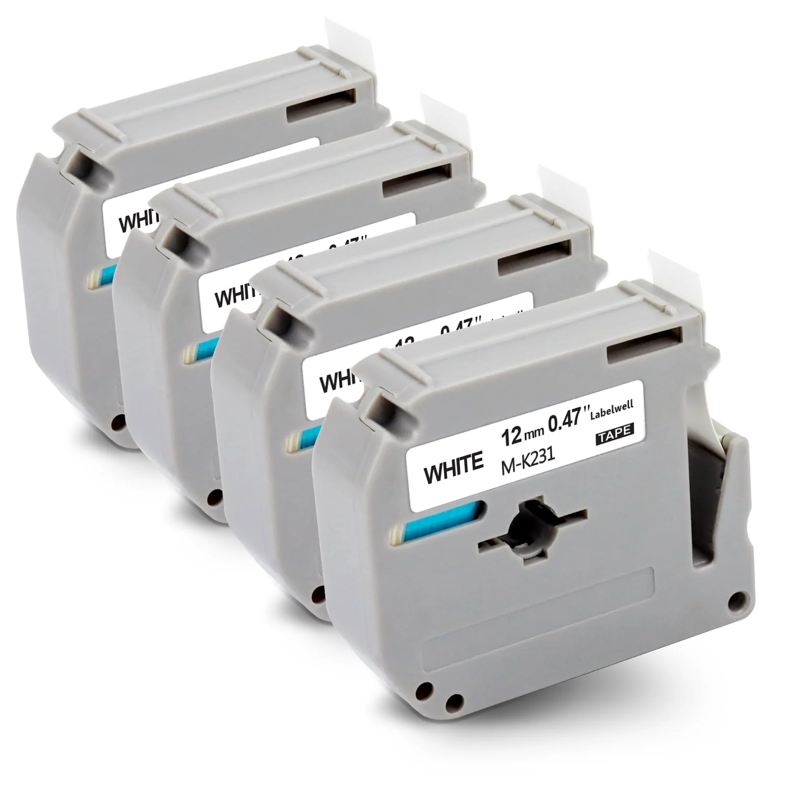 M-K231 Tape Replacement for M-K231s Brother Label Tape 12mm 0.47 Inch MK231 M231 MK231s Work with PTouch PT-M95 PTM95 PT-65 PT-45 PT-70BM PT-80 Label Maker (4-Pack, Black on White) 4