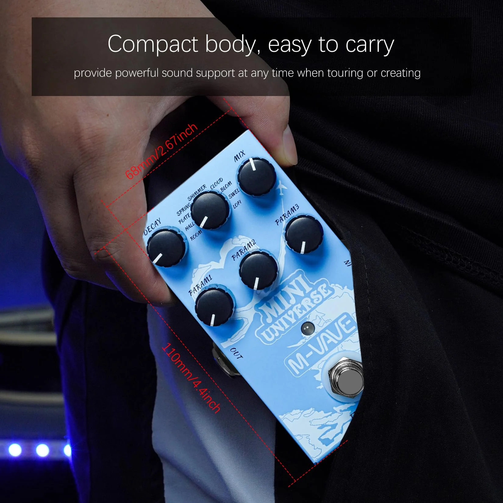 M-VAVE Mini Universe Guitar Pedal Reverb Innovation Unique Sound 9 Reverb Effects Pedals Pure Digital Dual Power True Bypass - Image 5
