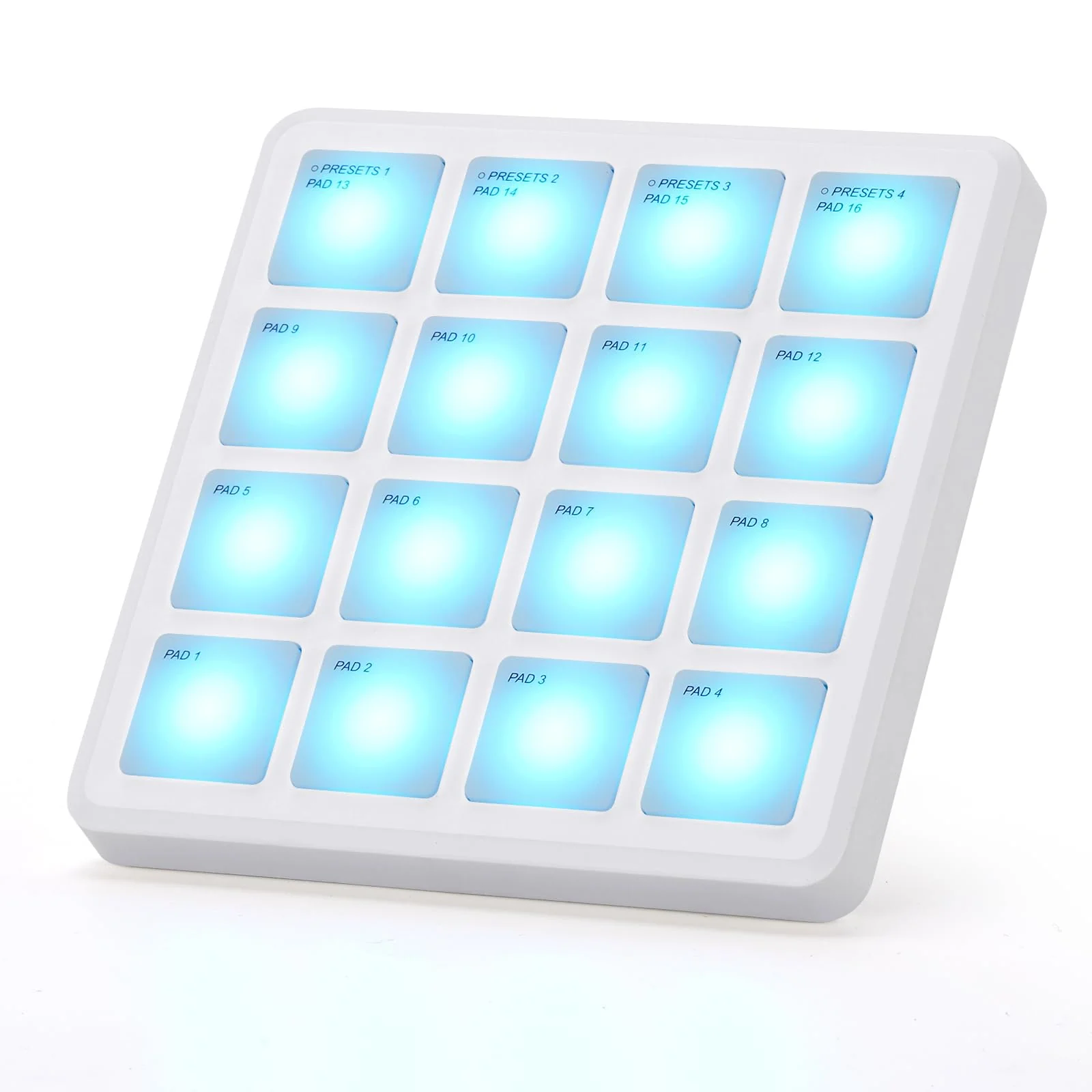 M-VAVE Wireless MIDI Controller Pads, 4.1 * 4.1 Inch, 0.28 LBS, Bluetooth Portable USB with 16 Drum, Note Repeat, Full Level Buttons, Rechargeable battery (White Pocket) White Pocket
