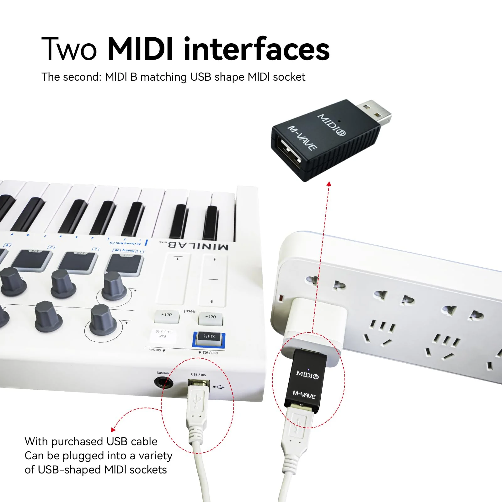 M-VAVE Wireless MIDI Transmission System Ultra Low Latency, USB Bluetooth Option for MIDI Controller Mac, iOS, Windows, 5-PIN DIN Interface Wireless MIDI Keyboard Instrument Synthesizer - Image 4