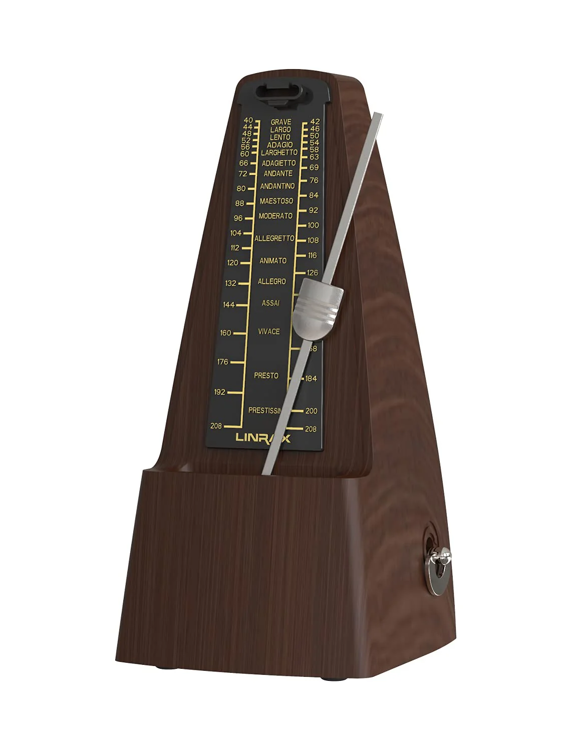 M2 Mechanical Metronome for Piano Guitar Bass Ukulele Drum Violin Cello Saxophone Trumpet and Other Musical Instruments, Track Tempo and Beat, Loud Sound, High Precision, Wood Grain M2