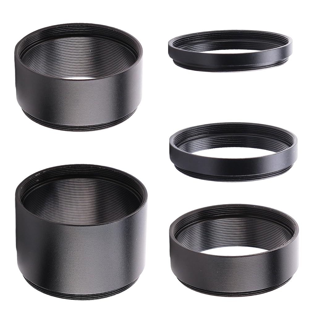 M48 2-Inch Extension Tube Kit — 5/7/15/20/30mm Rings — M48×0.75 Male & Female Threads — for DSLR/SLR Backfocus, Flatteners & Eyepieces — 5-Ring Set