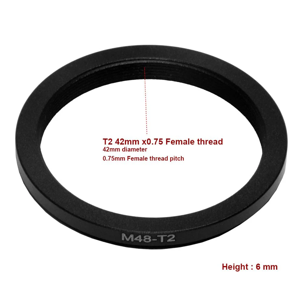 M48 (48mm 0.75mm Thread Pitch) to T2 M42 M42x0.75mm (42mm 0.75mm Thread Pitch) to M48-M42 mm Male to Female Coupling Ring Telescope Adapter - Image 2