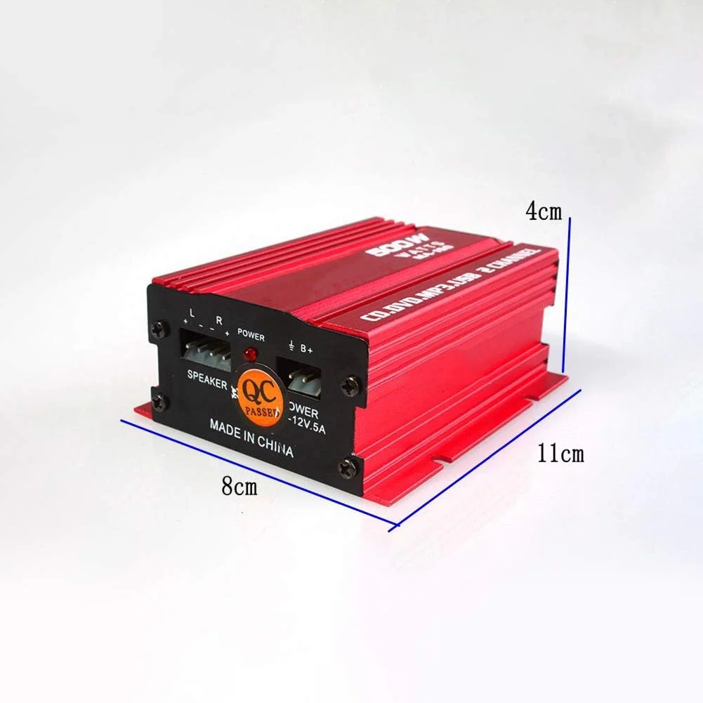 MA150 500W Car Motorcycle 12V 2CH 2 Channel Audio AMP Amplifier Subwoofer red - Image 4