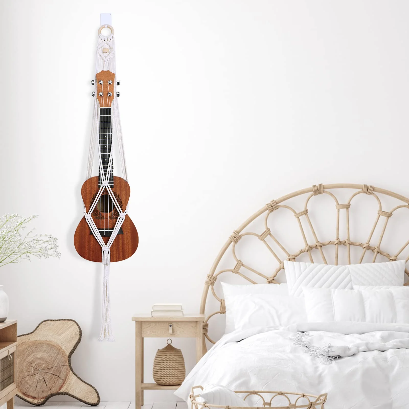 Macrame Ukulele Hanger Ukulele Wall Mount Stand Holder for Soprano Ukulele Cute Macrame Ukulele Stand Wall Decor Style-002 - Image 5