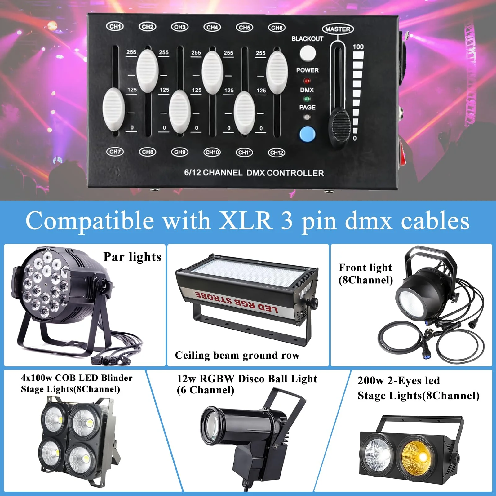 MAD OWL 12 Channel DMX dimming Controller, mini dj Lighting Controller,DMX512 Signal Protocol dimmer Suitable for Small Stage Lighting - Image 3