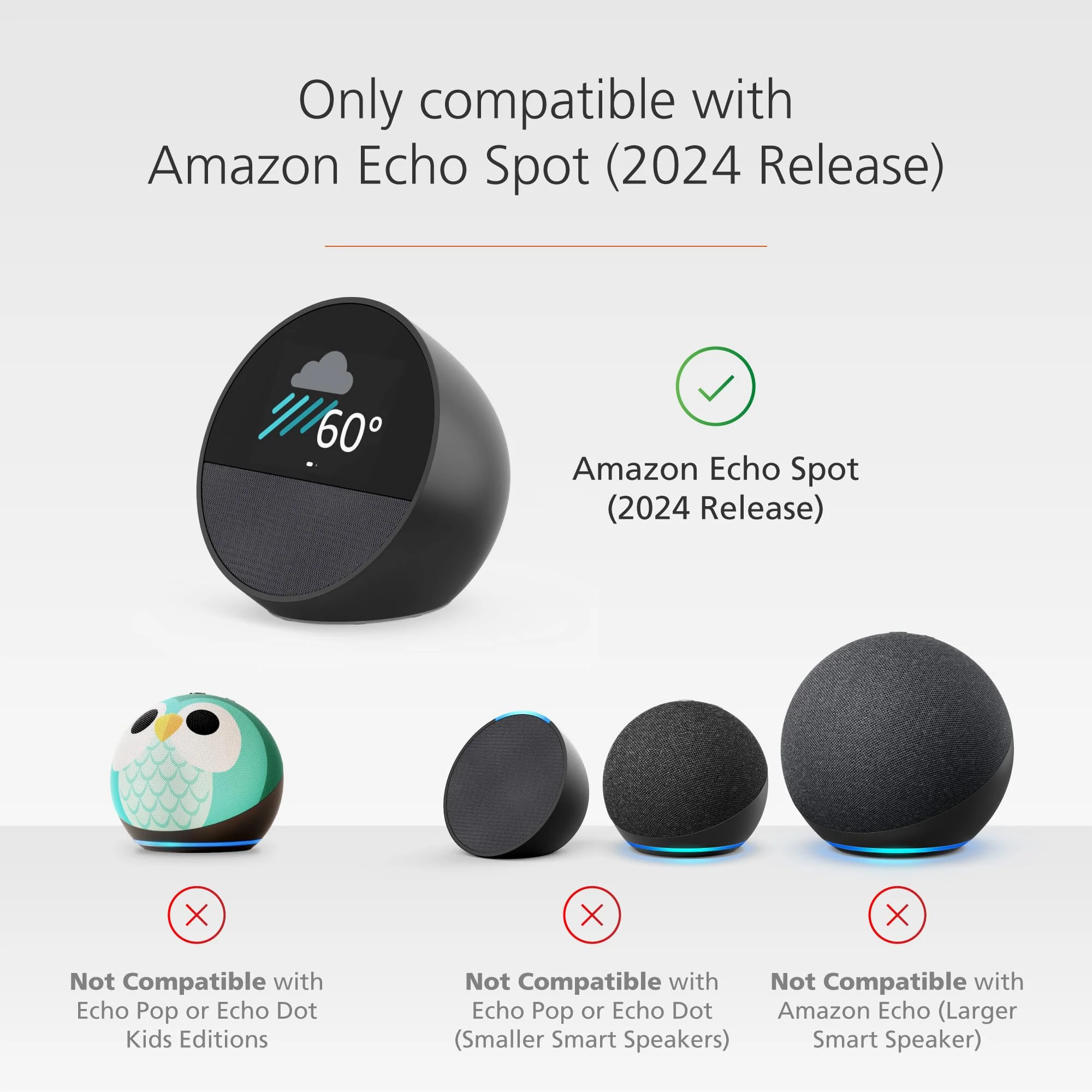 Made for Amazon Stand with USB-C and USB-A Charging Ports for Echo Spot (2024 Release) Black - Image 3