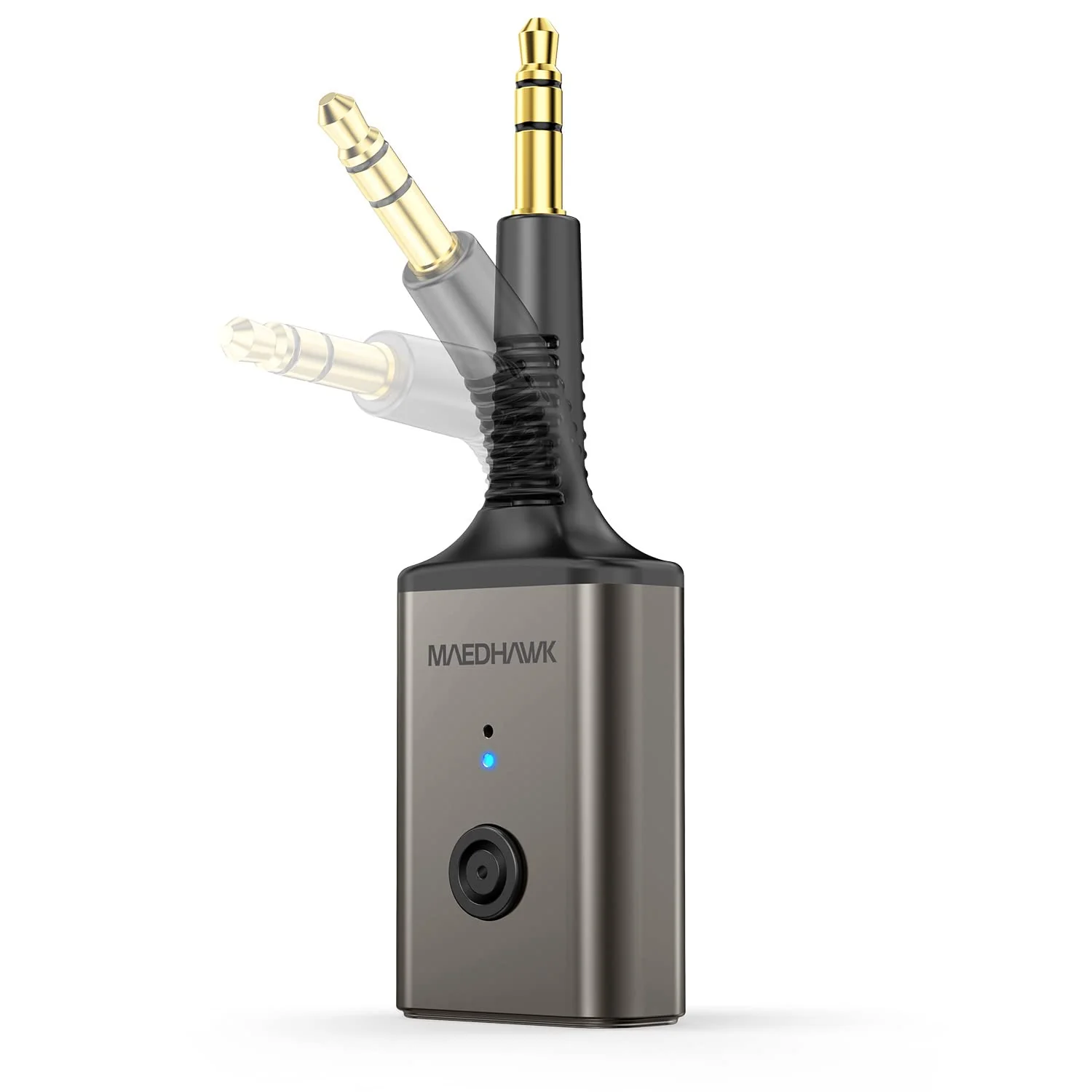 MaedHawk Portable Bluetooth 5.3 Wireless Audio Receiver, Rotatable 3.5mm Adapter for Car Home Stereo Speaker Wired Headphones, Hands-Free Calls