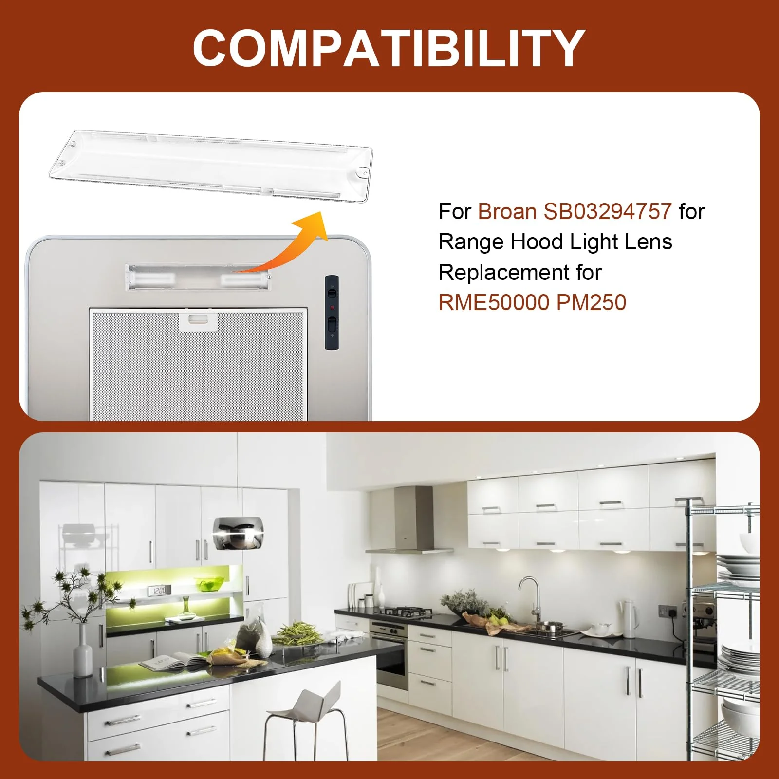 Magluv SB03294757 Range Hood Light Lens Replacement for Broan Range Hood Parts RME50000, PM250, Range Hood Light Lens Cover, 1 Pack - Image 7