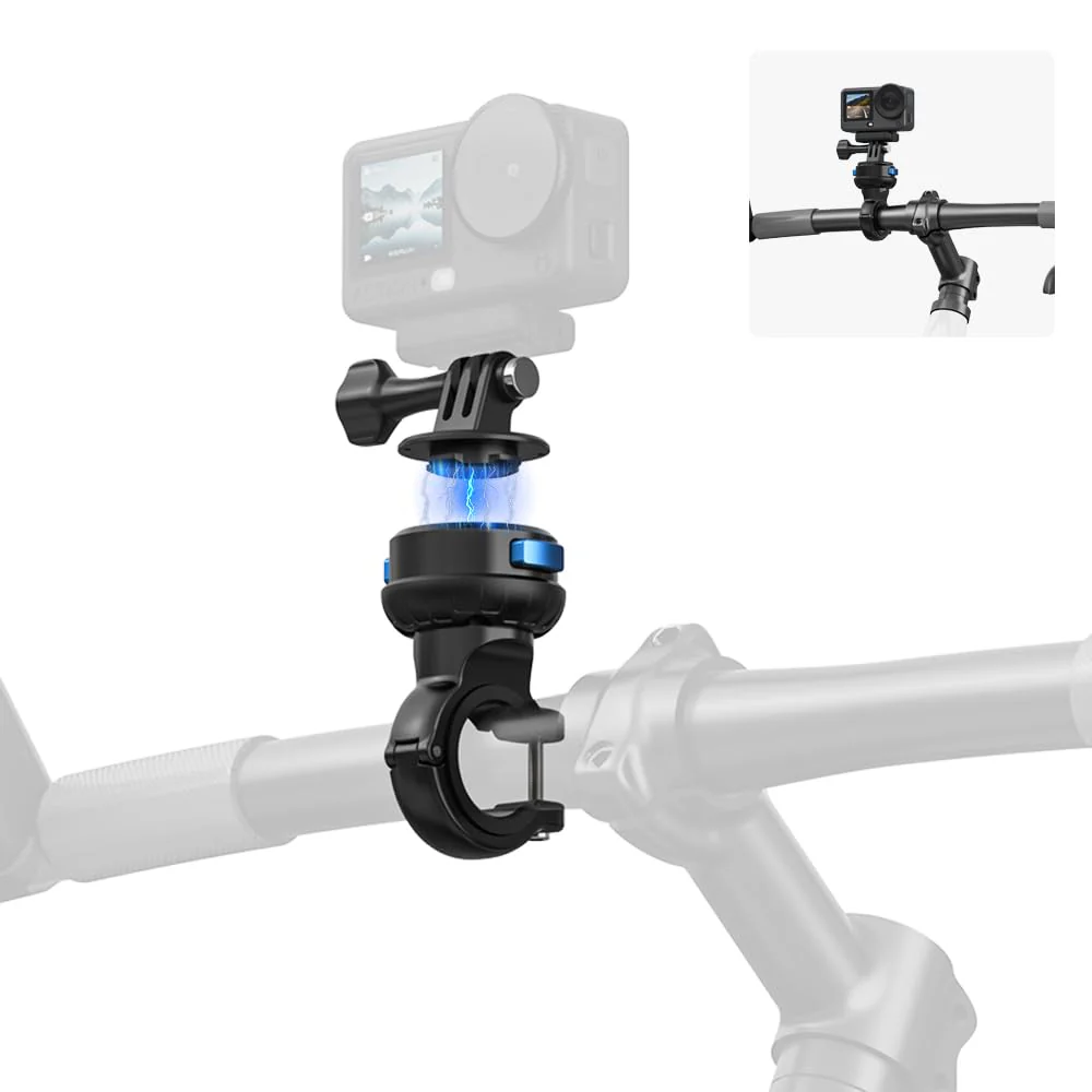 Magnetic Bike Bicycle Handlebar Mount, 360 Degree Rotation Motorcycle Handlebar Clamp Mount Compatible with GoPro Hero 13 12 11 10 Session DJI Action 6/5 Pro/4 and More Cameras