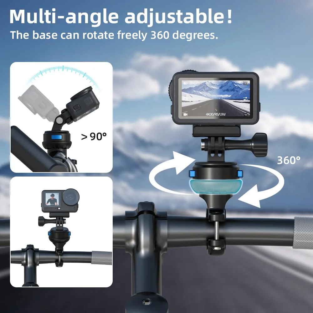 Magnetic Bike Bicycle Handlebar Mount, 360 Degree Rotation Motorcycle Handlebar Clamp Mount Compatible with GoPro Hero 13 12 11 10 Session DJI Action 6/5 Pro/4 and More Cameras - Image 5