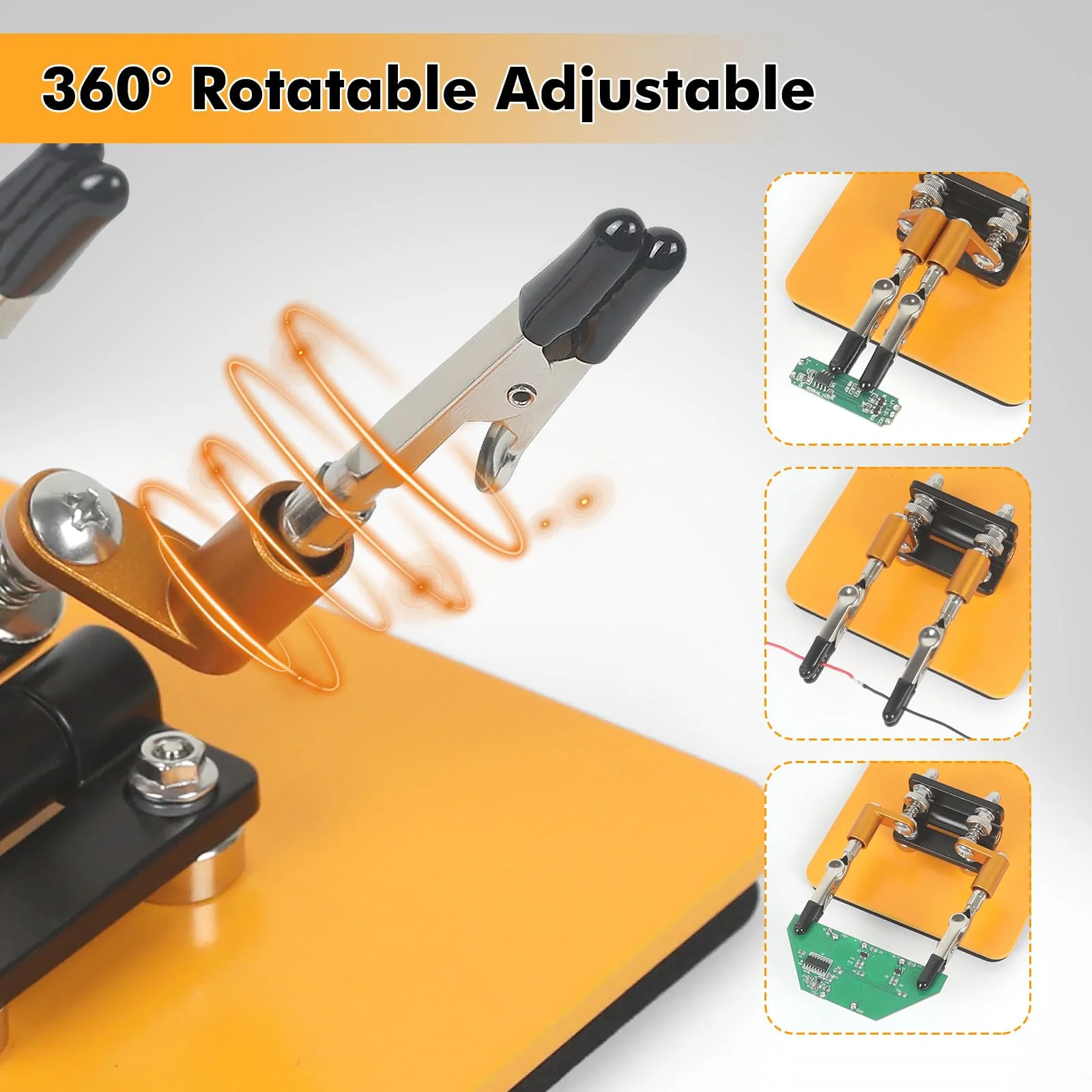 Magnetic Helping Hands Soldering Station with 10 x 10 cm Stable Base, 4 Flexible Arms Soldering Aid - 360° Rotating and Adjustable Multifunctional Tool Third Hand 10cm * 10cm - Image 3
