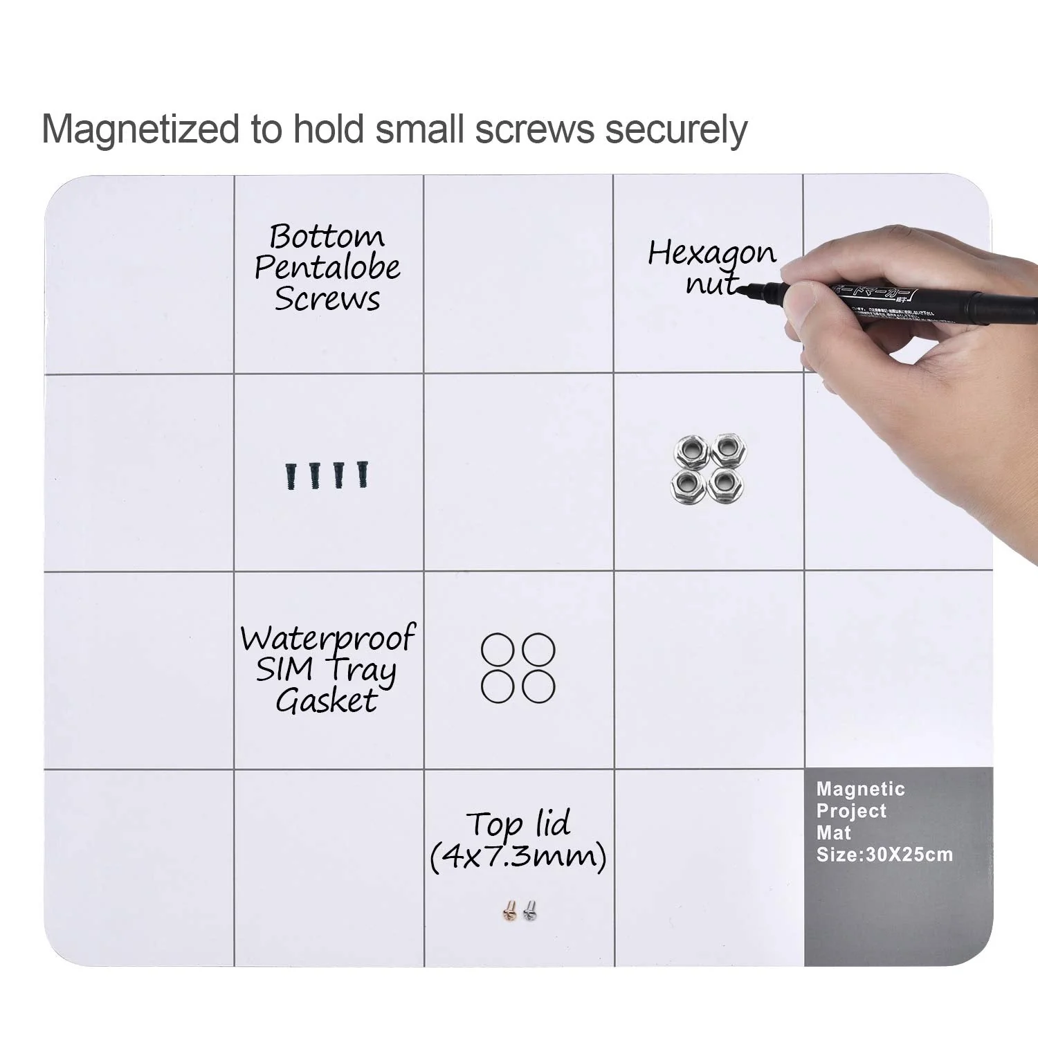 Magnetic Pro Mat Unamela Large Size Writing Note mat with Dry Erase Pen - preventing Losing Screws When Repairing Cell Phone,Laptop or Other Electronics (11.8 inch x9.8 inch) - Image 4