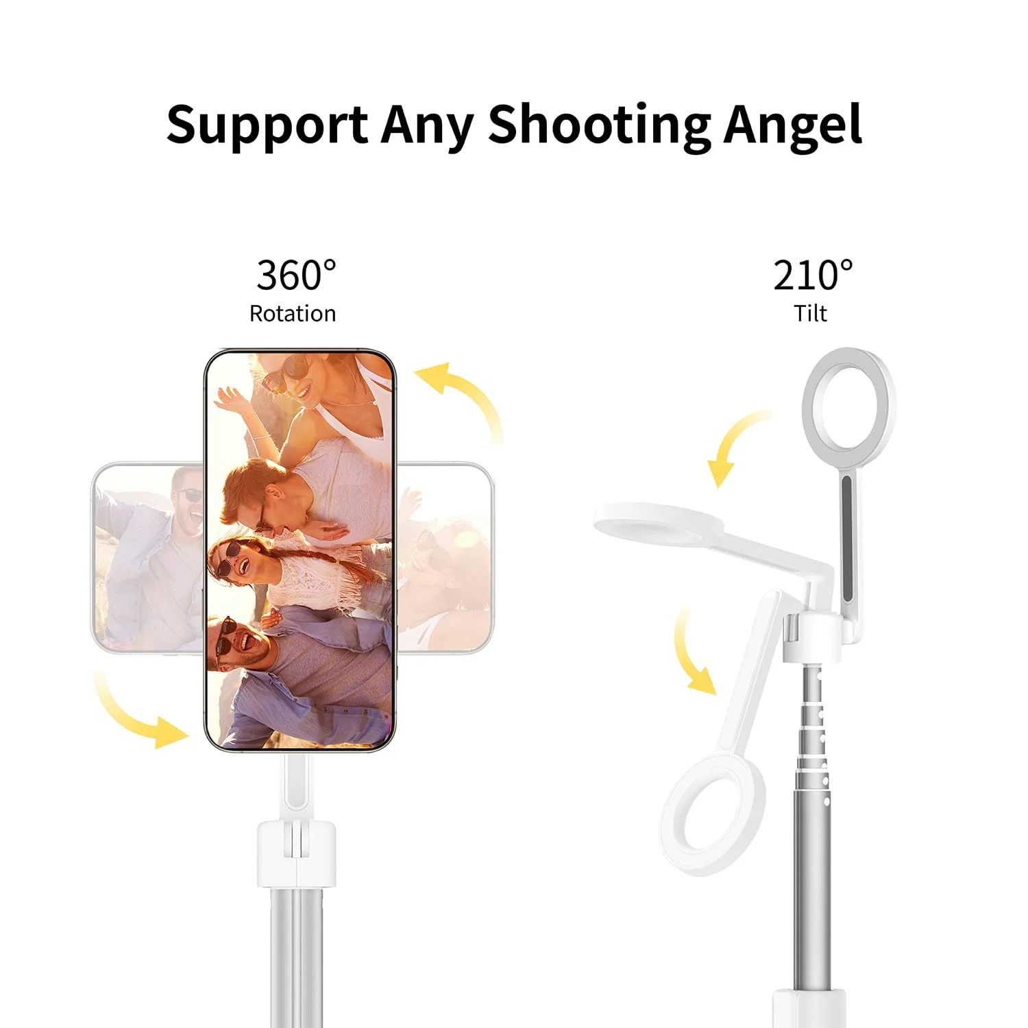 Magnetic Selfie Stick Tripod with Remote,54" Phone Tripod Compatible with MagSafe,Fit for iPhone 12/13/14/15 Series,Magsafe Case and Other Phones with Metal Ring Dark White - Image 3