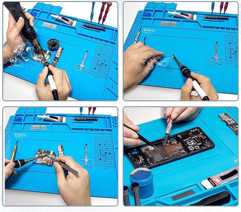 Magnetic Soldering Mat, 45 x 30 cm, Repair and Soldering Mat, Silicone, 500°C Workbench Mat, for Repairing Watches, Phones, Laptops - Image 3