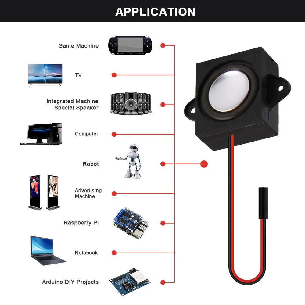 MakerHawk 2pcs Speaker 3 Watt 8 Ohm Single Cavity Mini Speaker Full-Range Cavity Mobile Portable Advertising Machine Speaker Connector Separating Interface 3.3V 5V 3W 8ohm - Image 3
