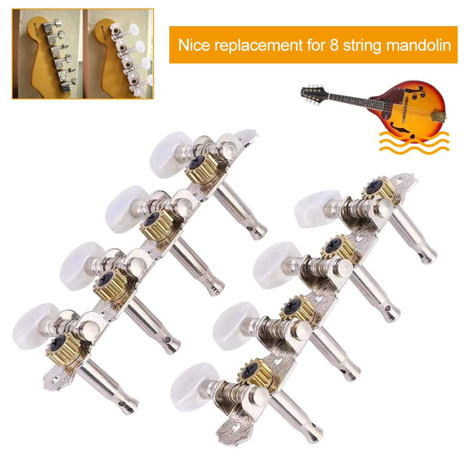 Mandolin Tuning Pegs 4L4R Acrylic Vintage Keystone Tuning Keys Machine Head 4L 4R Guitar Accessory Parts Tuners Set Replacements for 8 String - Image 4