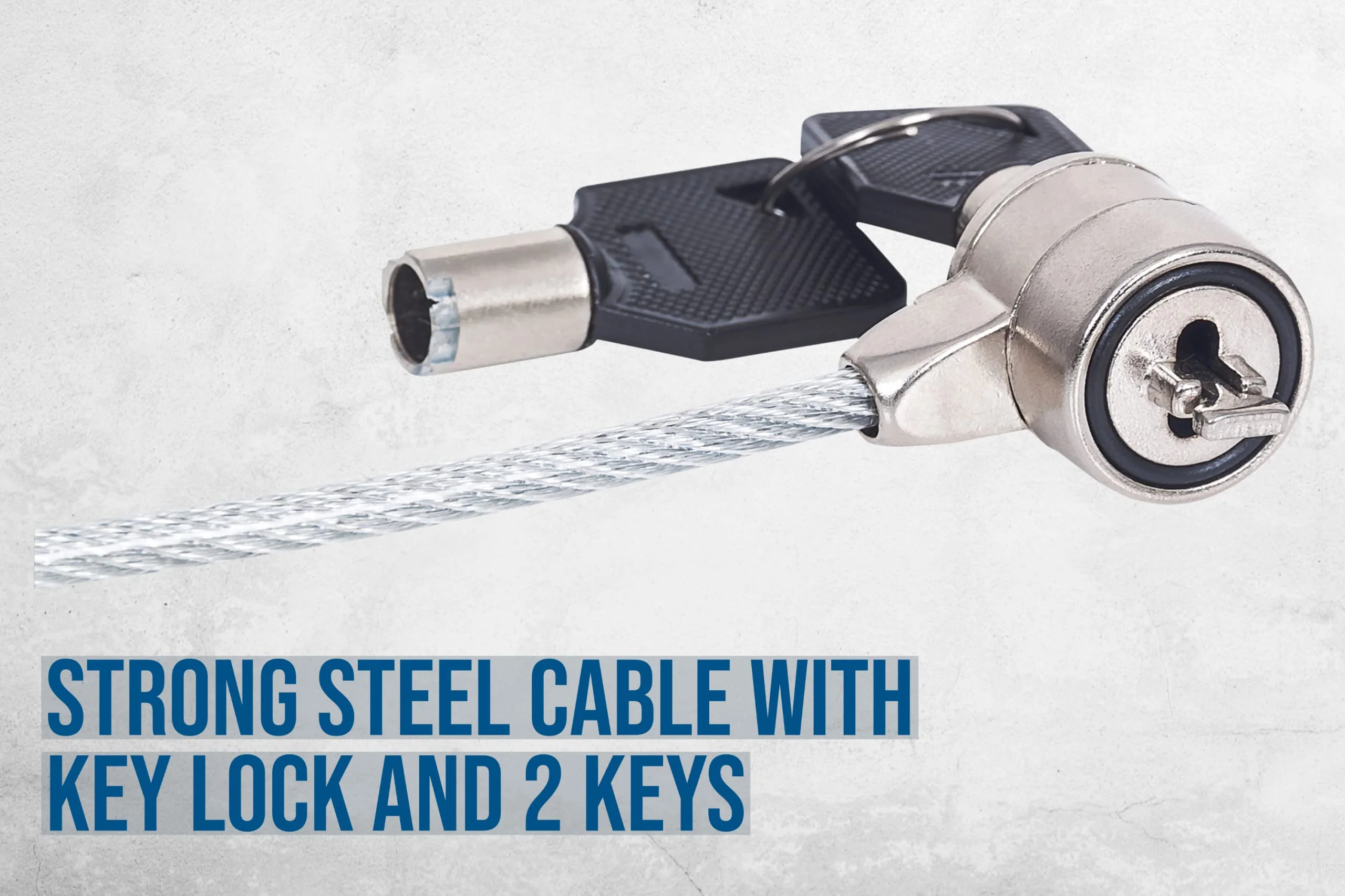 Manhattan Laptop Lock - Key Lock, Silver, 4.6 ft Steel Cable, K-Slot Design, 2 Tubular Keys 1.4 m - Image 3