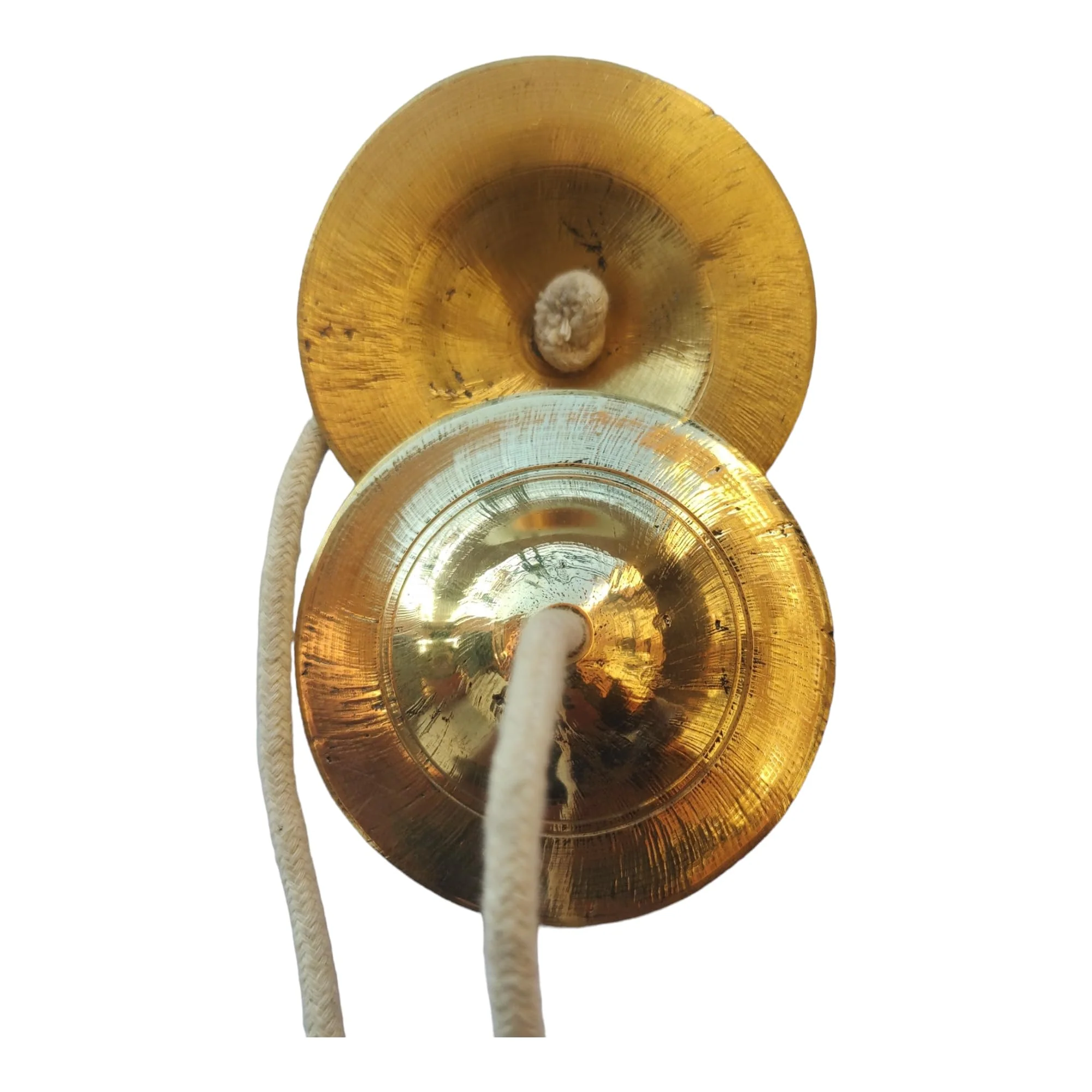Manjeera Manjira (4 x 4 inch Dia 333 gram) Brass Manjeera Hand Cymbal Finger Cymbal for Puja