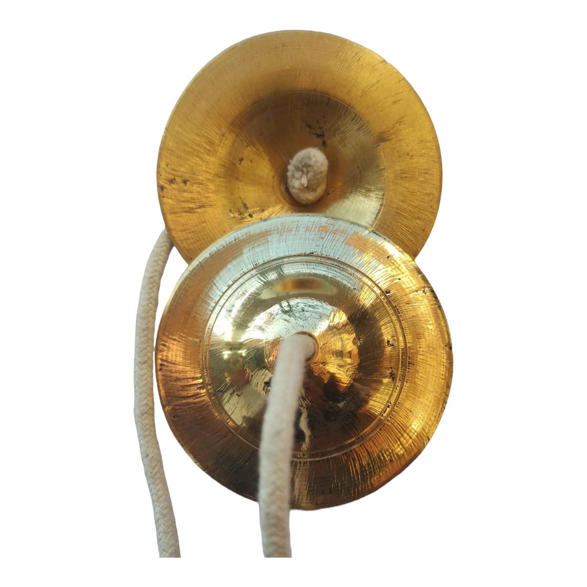 Manjeera Manjira (4 x 4 inch Dia 333 gram) Brass Manjeera Hand Cymbal Finger Cymbal for Puja - Image 5
