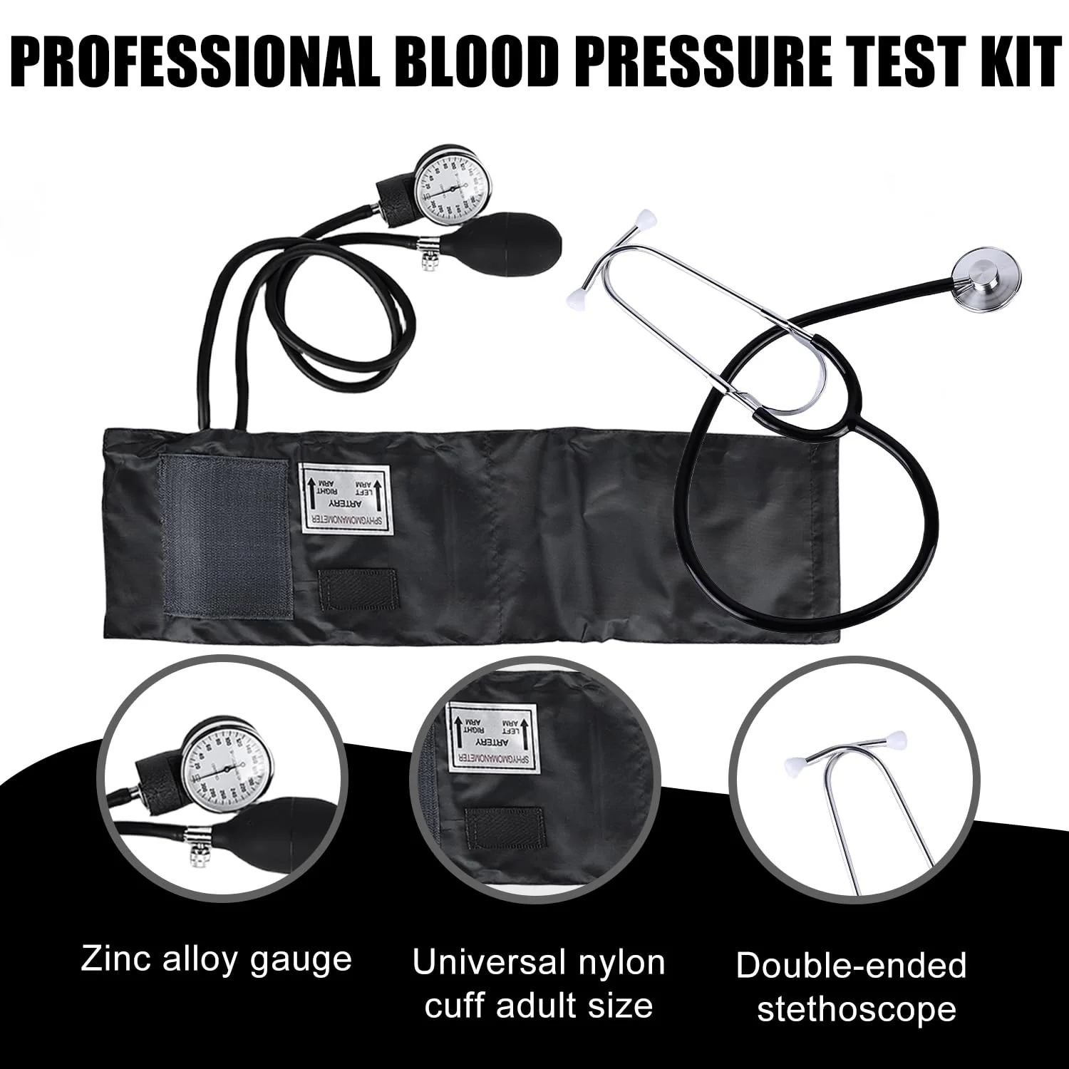 Manual Blood Pressure Monitor: Blood Pressure Monitor Manual Blood Pressure Cuff Home Blood Pressure Cuff Kit Blood Pressure Cuff with Stethoscope with Zip Case - Image 2