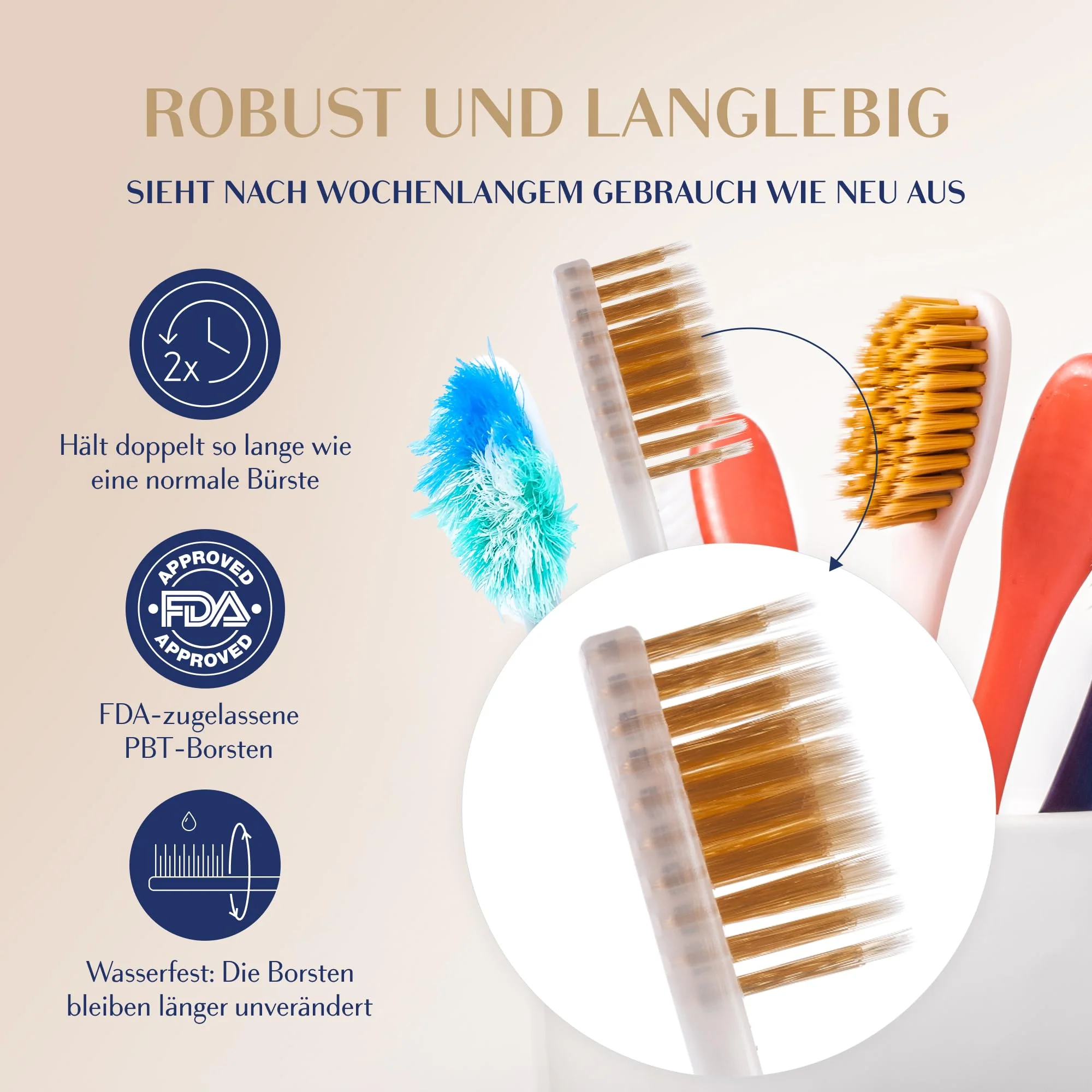 Manual Toothbrush Medium for Adults, Floss Toothbrush with Gold, Pink Royal Denta - Image 6