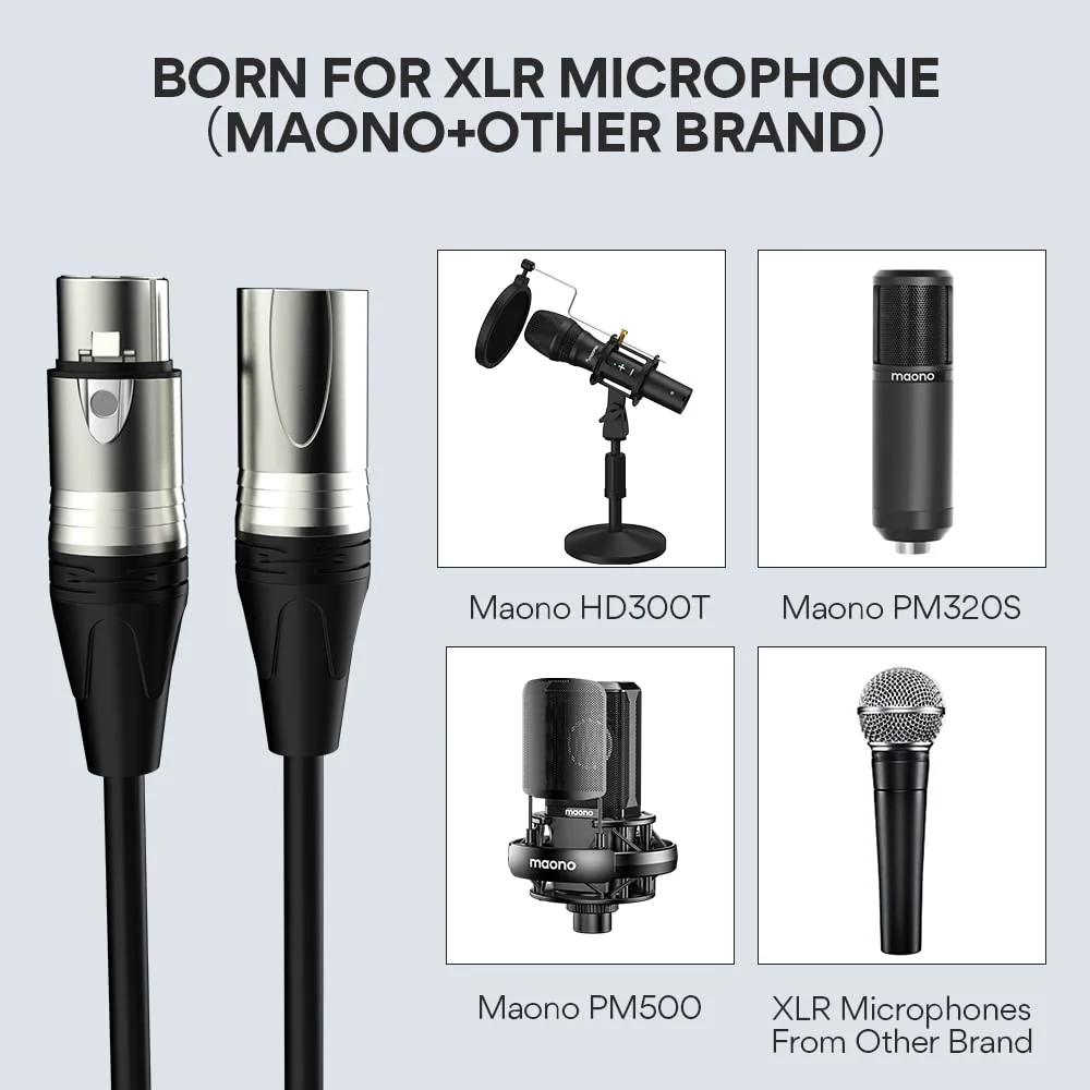 MAONO 6FT XLR Microphone Cable Premium XLR Male to Female Mic Audio Cord with Balanced 3 PIN Connector,Speaker Cable Mic Wire PD100X,200X,300X,400X Microphones, Audio Mixer - Image 7