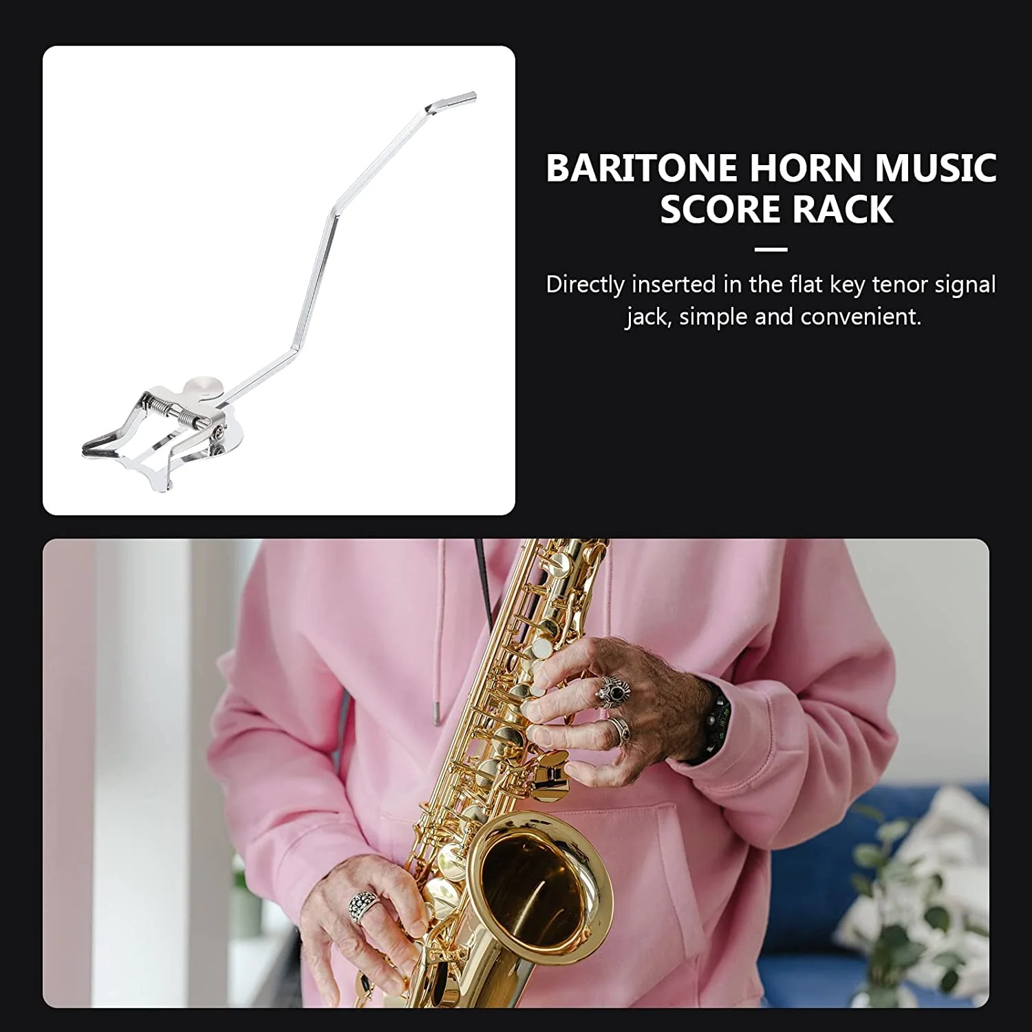 Marching Baritone Horn Lyre Square Jack Metal Music Sheet Clip Holder Nickel-Plated - Image 6