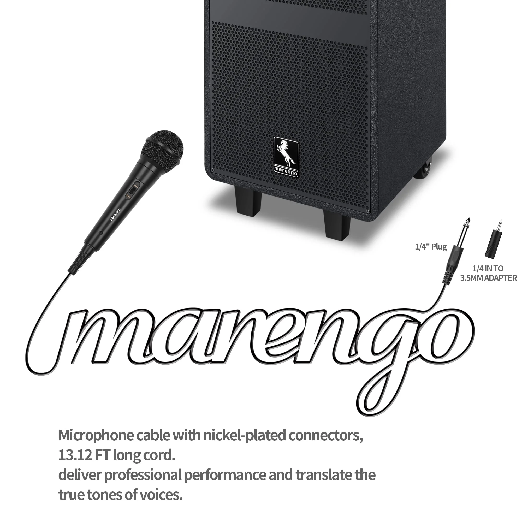 Marengo Handheld Wired Microphone, Cardioid Dynamic Vocal Mic with 13ft Cable and ON/Off Switch, Ideally Suited for Speakers, Karaoke Singing Machine, Amp, Mixer - Image 4
