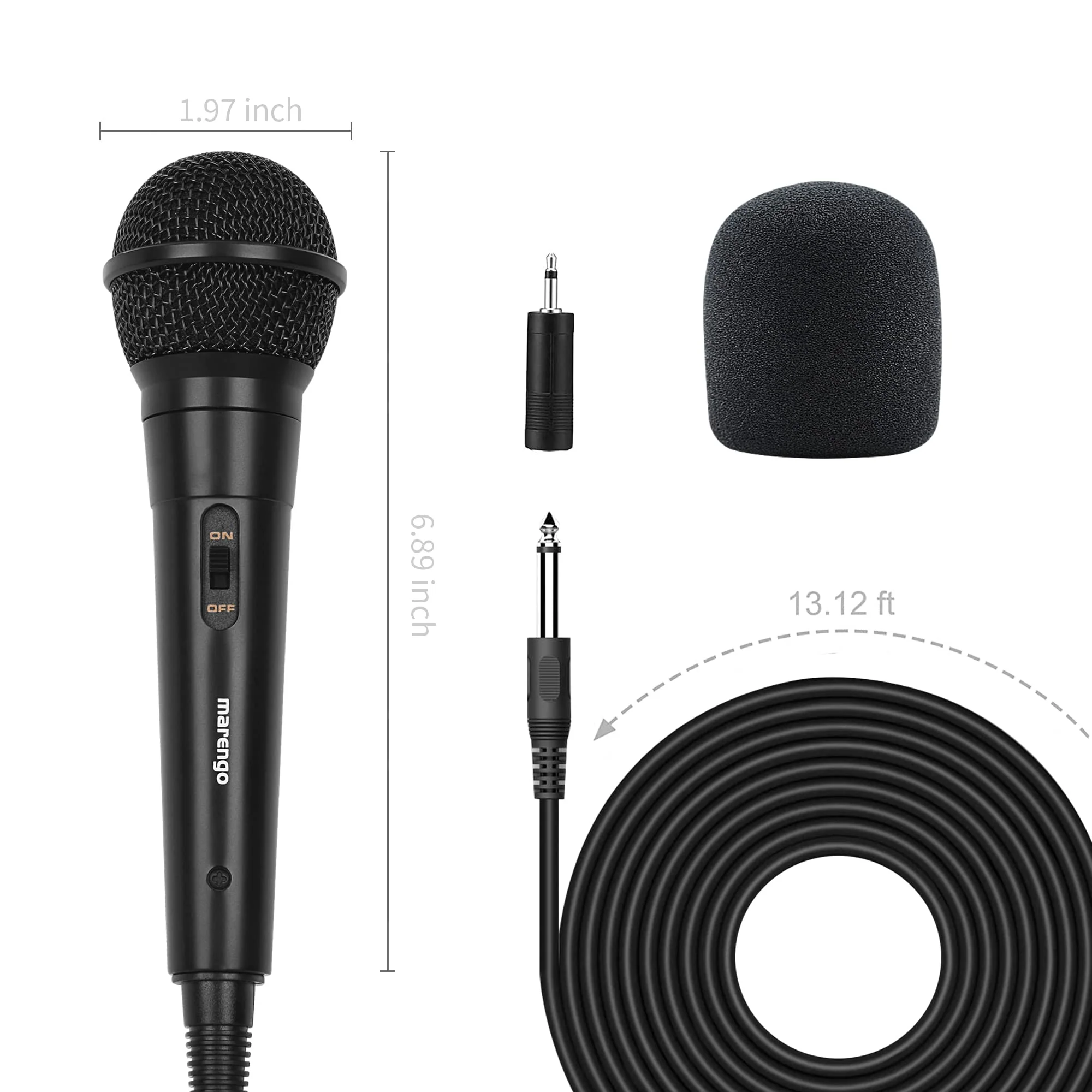 Marengo Handheld Wired Microphone, Cardioid Dynamic Vocal Mic with 13ft Cable and ON/Off Switch, Ideally Suited for Speakers, Karaoke Singing Machine, Amp, Mixer - Image 5