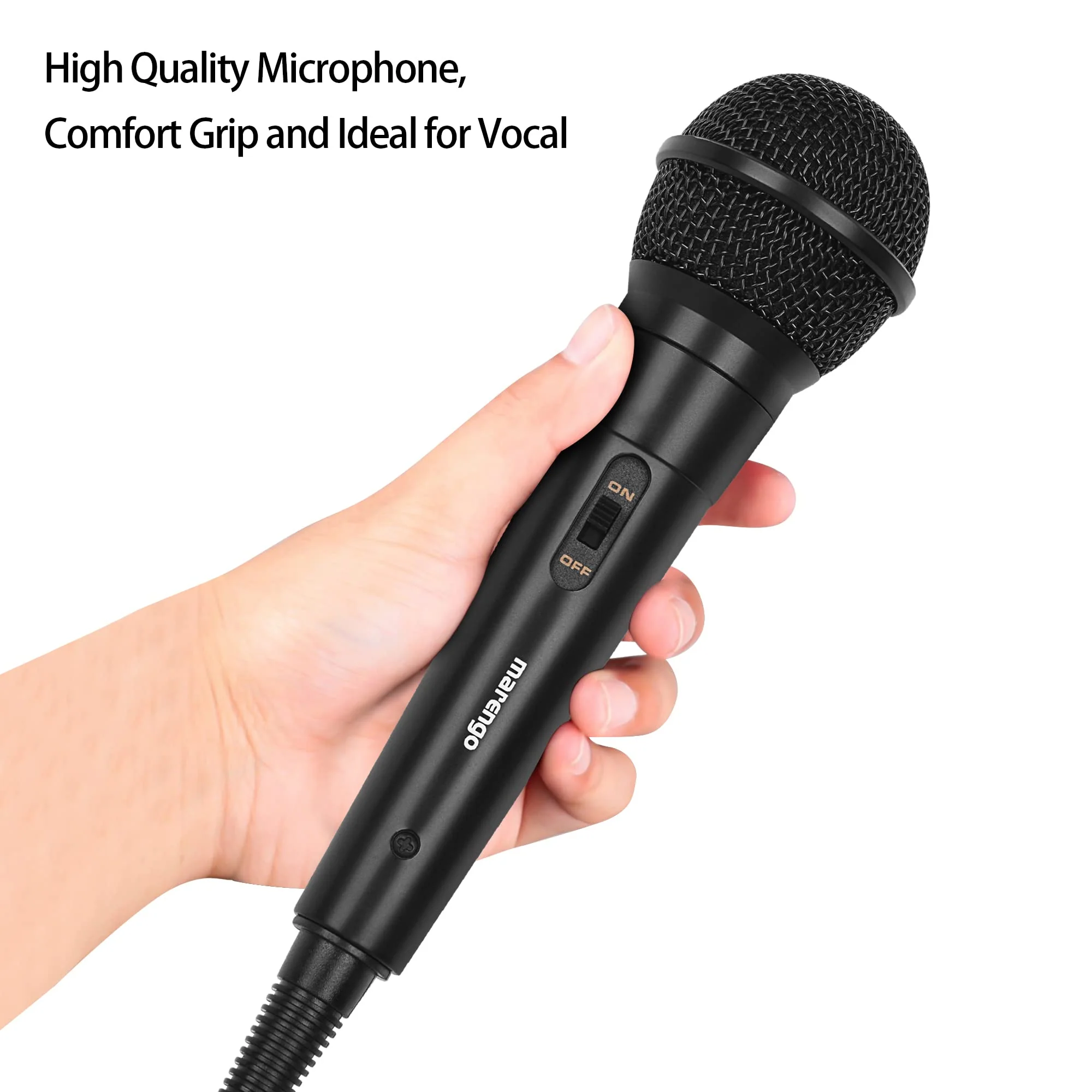 Marengo Handheld Wired Microphone, Cardioid Dynamic Vocal Mic with 13ft Cable and ON/Off Switch, Ideally Suited for Speakers, Karaoke Singing Machine, Amp, Mixer - Image 8