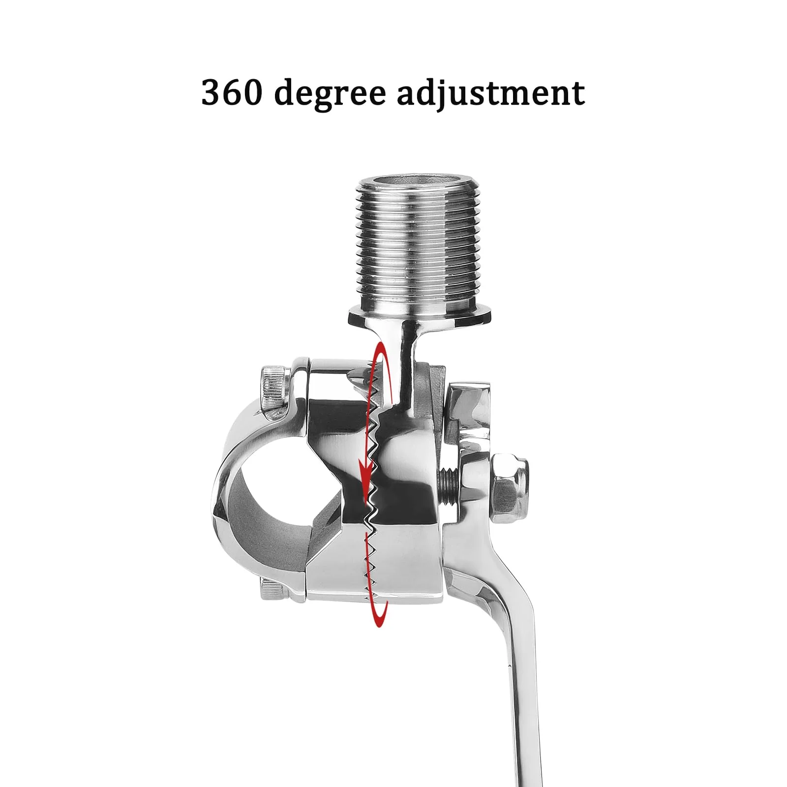 Marine VHF Antenna Mounts, Rail Mount Adjustable Antenna Base, Ratchet Mount, for 7/8 to 1 inch (22-25.4mm) Rail, 316 Stainless Steel, with Mounting Wrench - Image 4