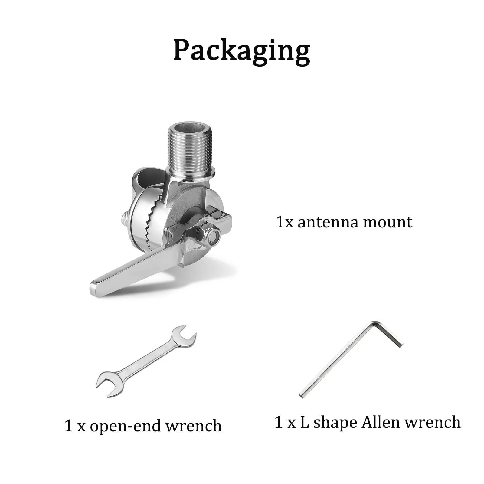 Marine VHF Antenna Mounts, Rail Mount Adjustable Antenna Base, Ratchet Mount, for 7/8 to 1 inch (22-25.4mm) Rail, 316 Stainless Steel, with Mounting Wrench - Image 7