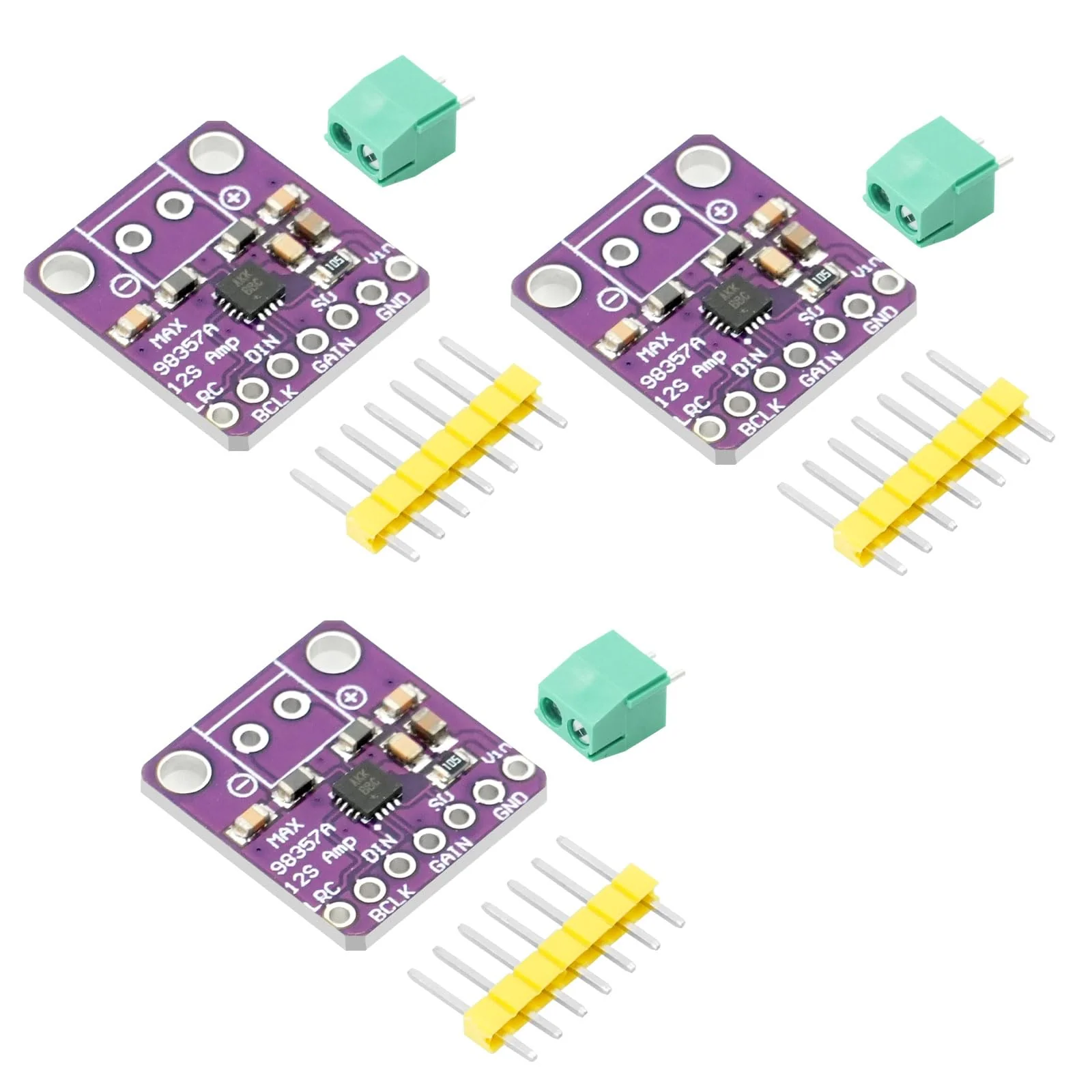 MAX98357 I2S 3W Class D Audio Amplifier Module AYWHP 3 Pieces DAC Decoder Module Audio Board I2S DAC Decoder Breakout Module Filterless Audio AMP Board for Arduino