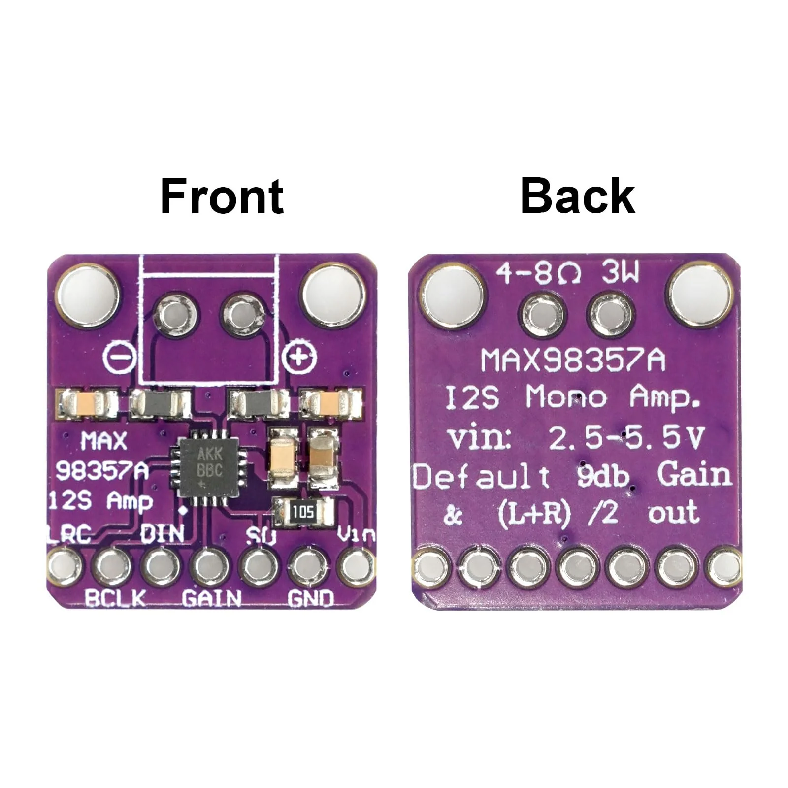 MAX98357 I2S 3W Class D Audio Amplifier Module AYWHP 3 Pieces DAC Decoder Module Audio Board I2S DAC Decoder Breakout Module Filterless Audio AMP Board for Arduino - Image 3